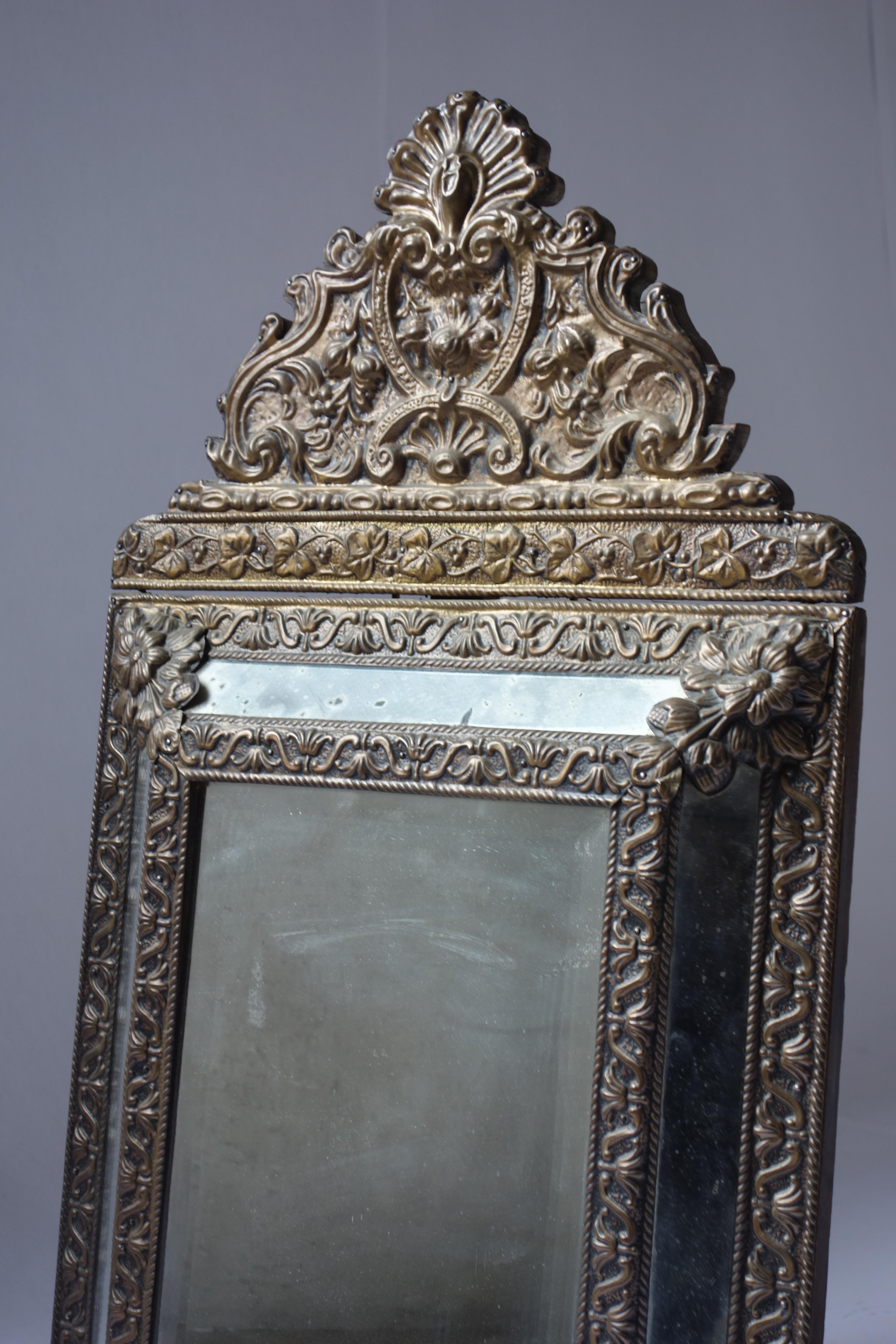 Late 19th Century French Repoussé Mirror In Good Condition For Sale In Chicago, IL