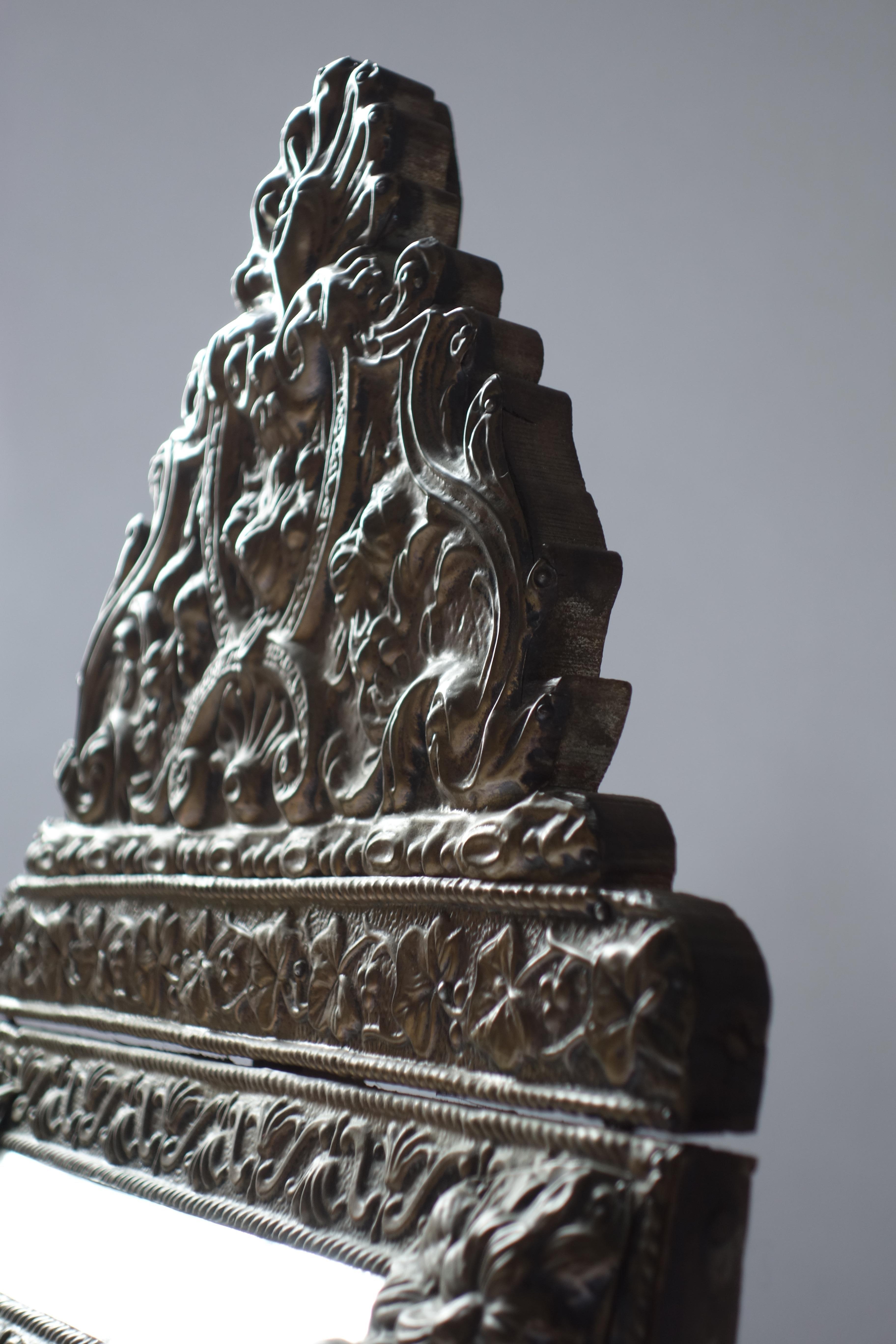 Late 19th Century French Repoussé Mirror For Sale 2