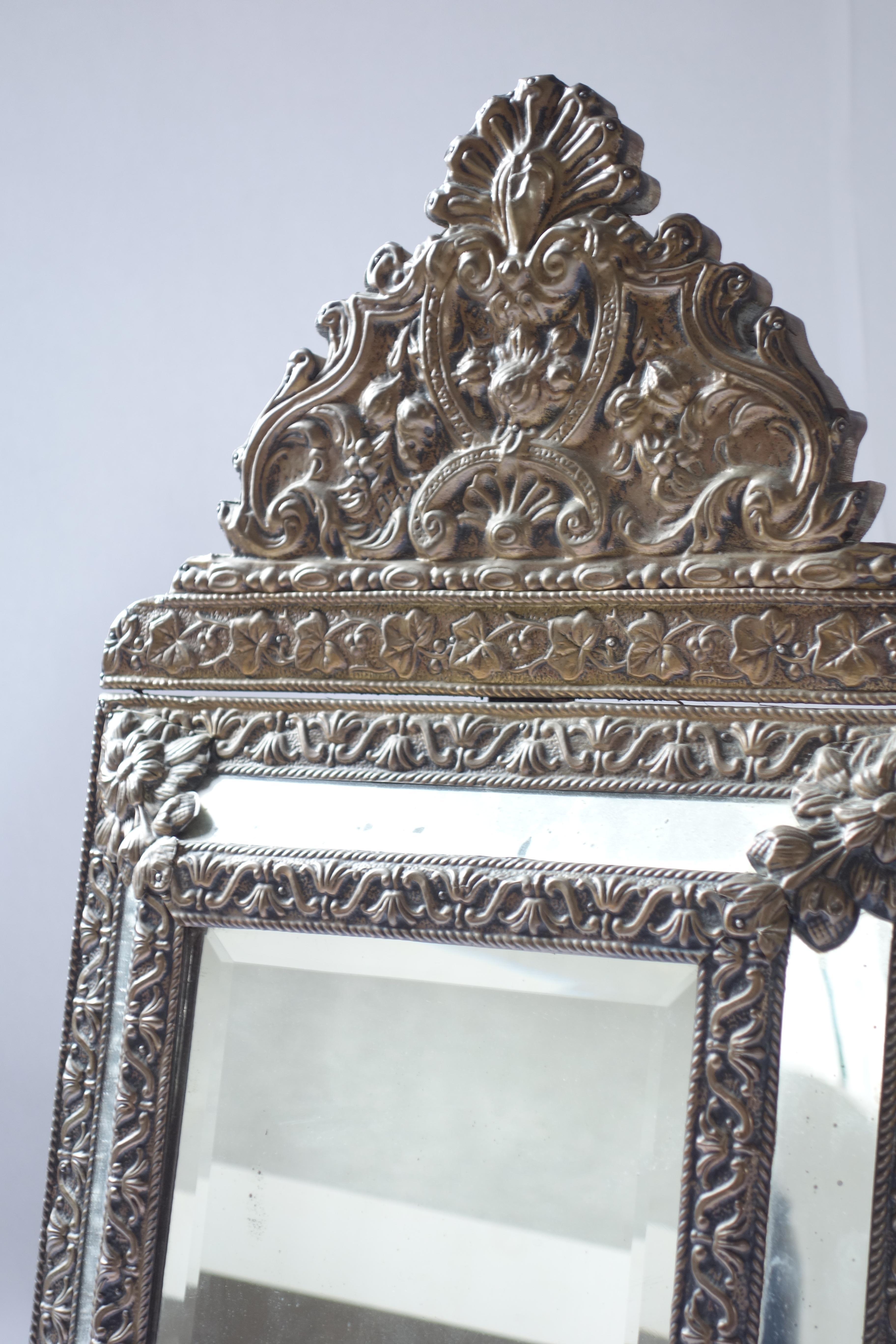 Late 19th Century French Repoussé Mirror For Sale 4