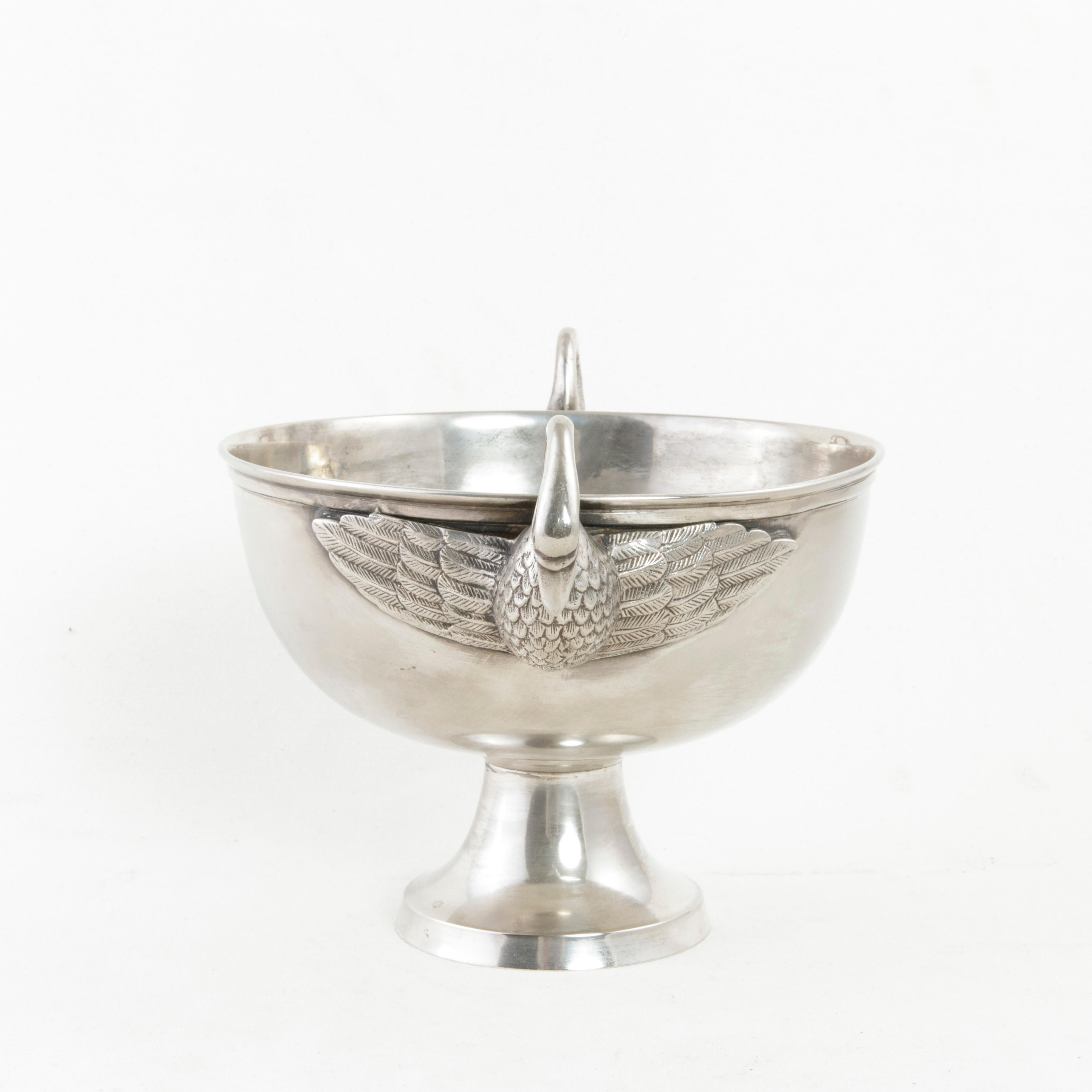 Late 19th Century French Restauration Style Silver Plate Ice Bucket with Swans 1