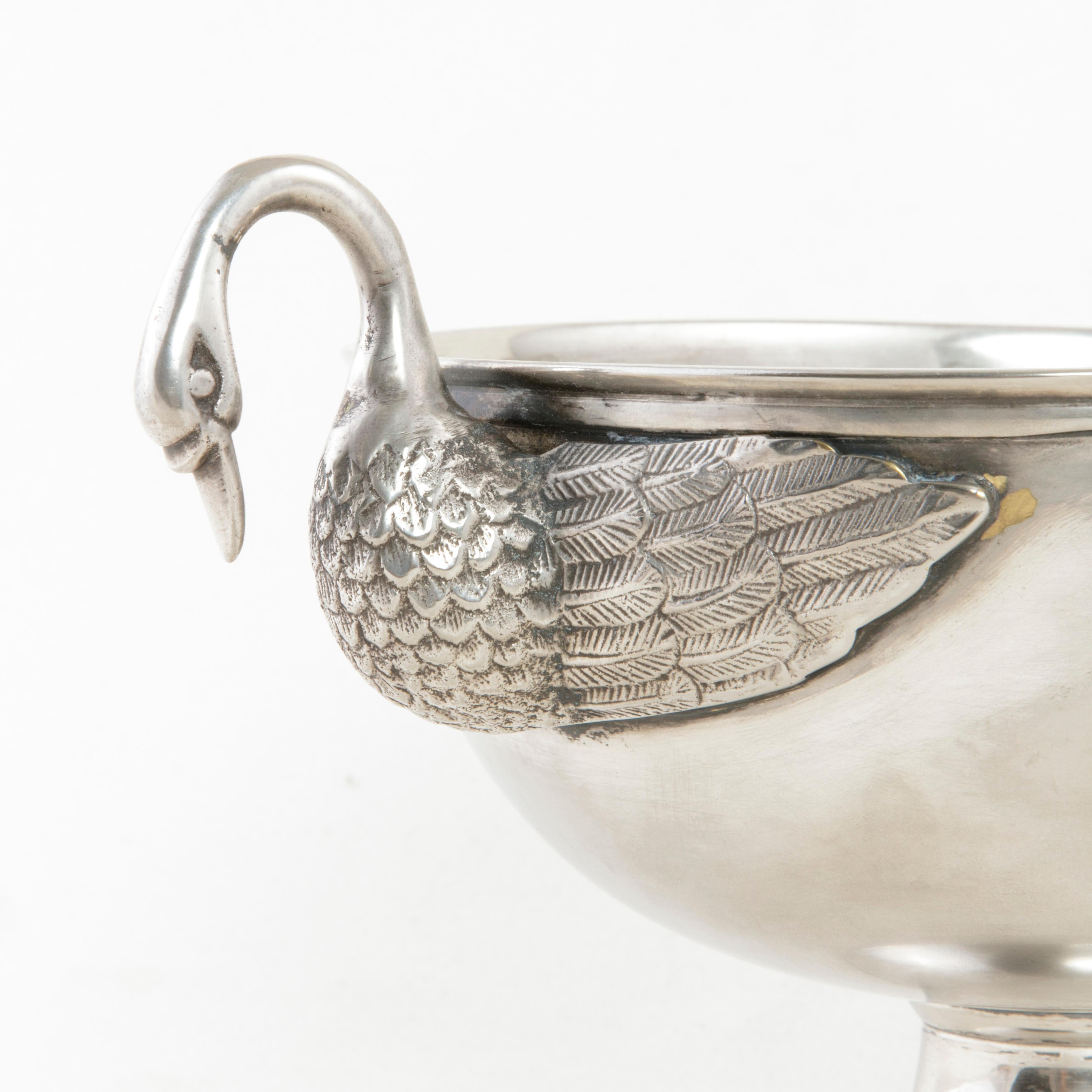 Late 19th Century French Restauration Style Silver Plate Ice Bucket with Swans 4