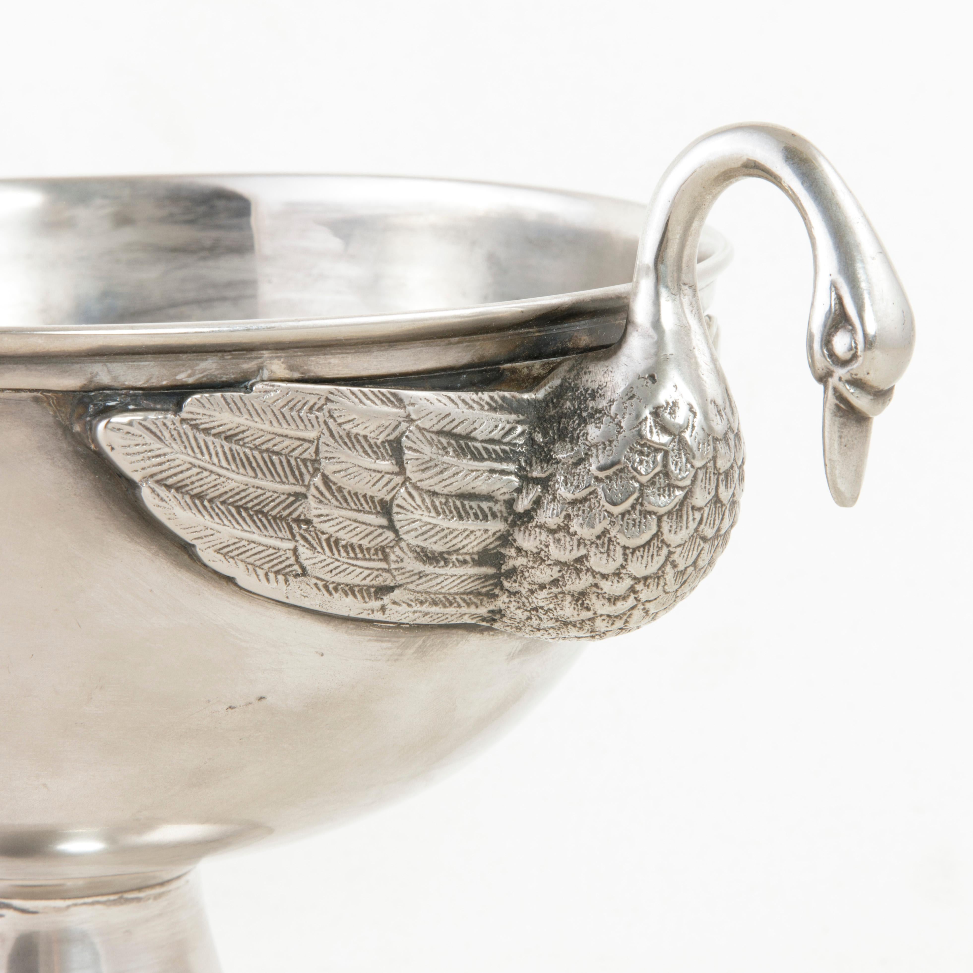 Late 19th Century French Restauration Style Silver Plate Ice Bucket with Swans 5