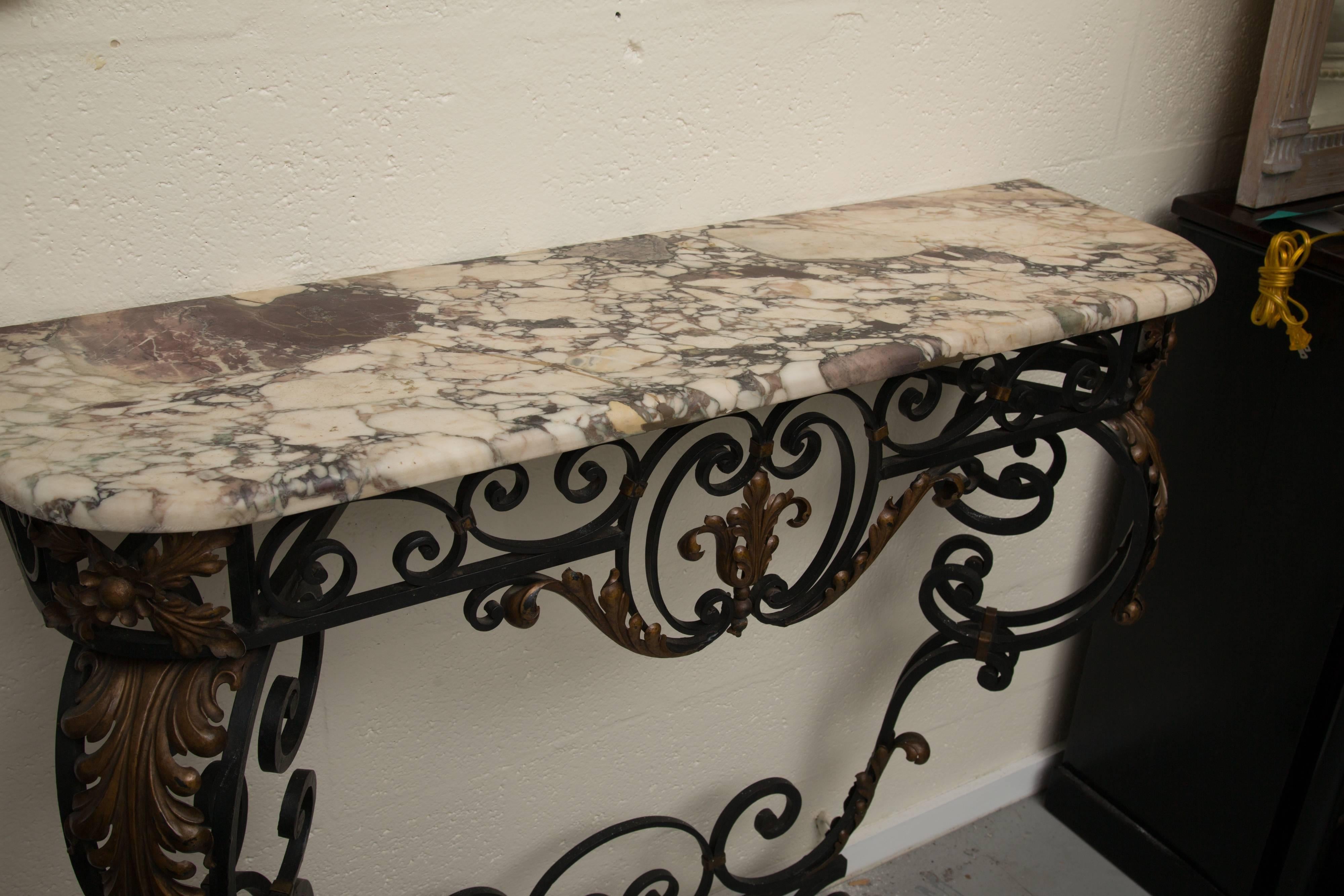 Late 19th Century French Rococo Revival Iron Console with Marble Top 6