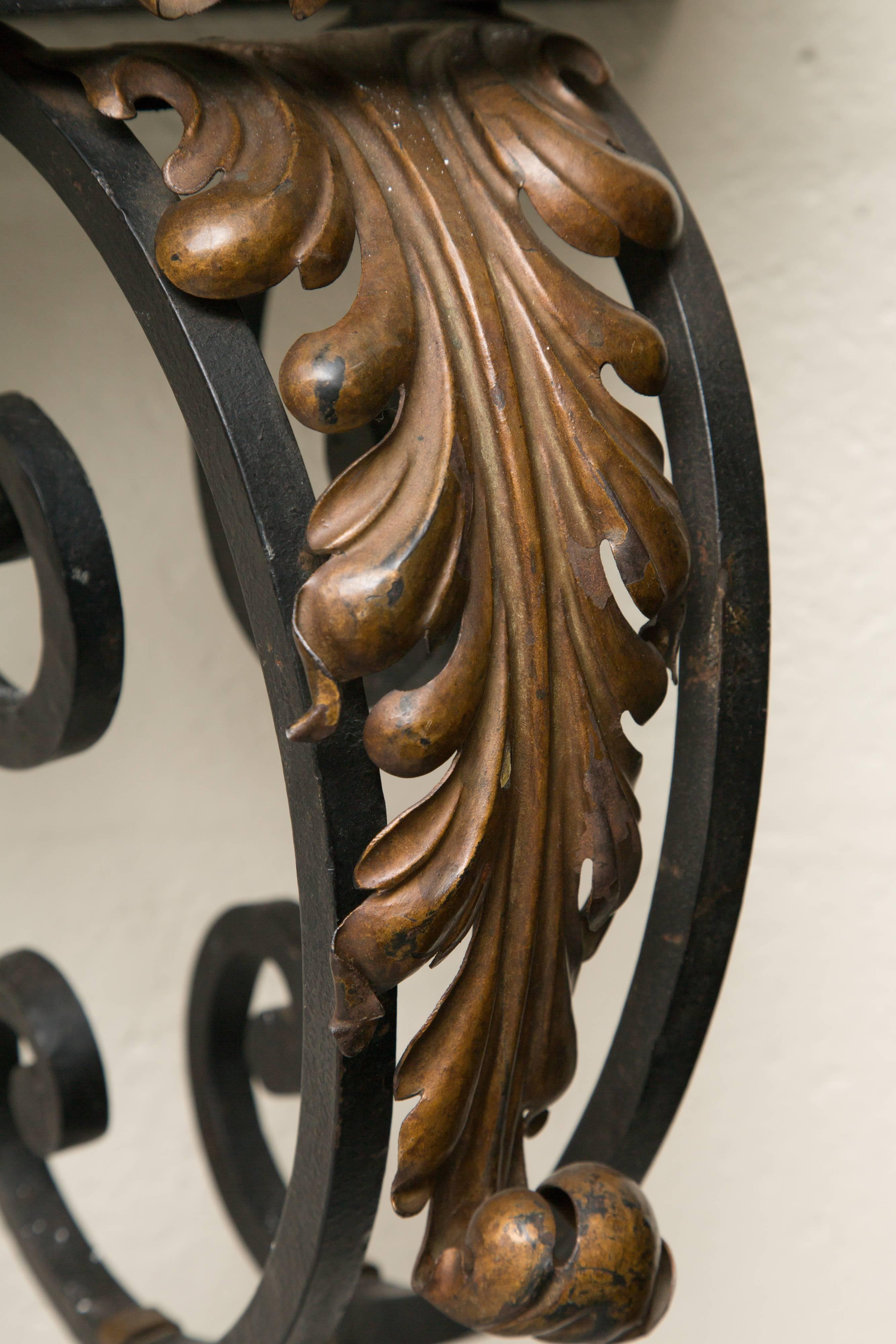 Other Late 19th Century French Rococo Revival Iron Console with Marble Top