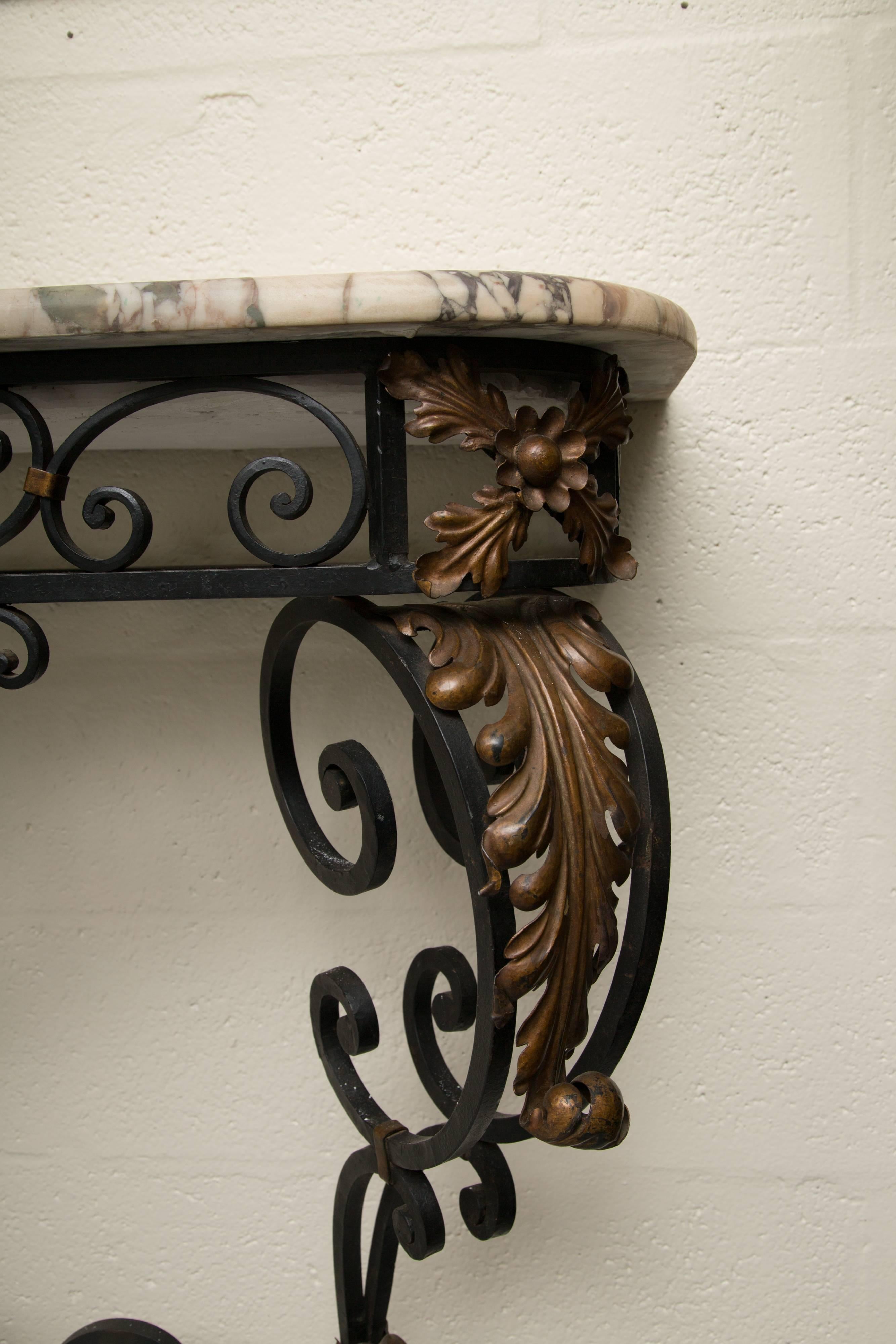 Late 19th Century French Rococo Revival Iron Console with Marble Top 1