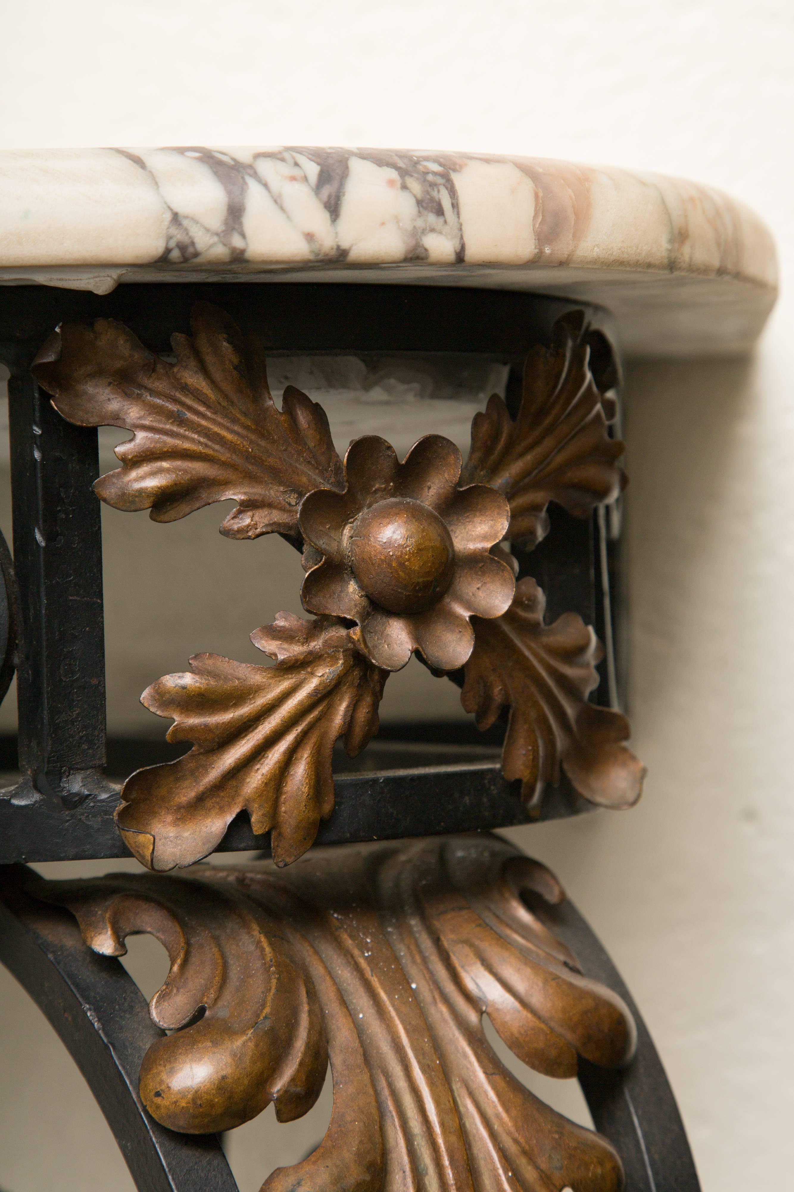 Late 19th Century French Rococo Revival Iron Console with Marble Top 2