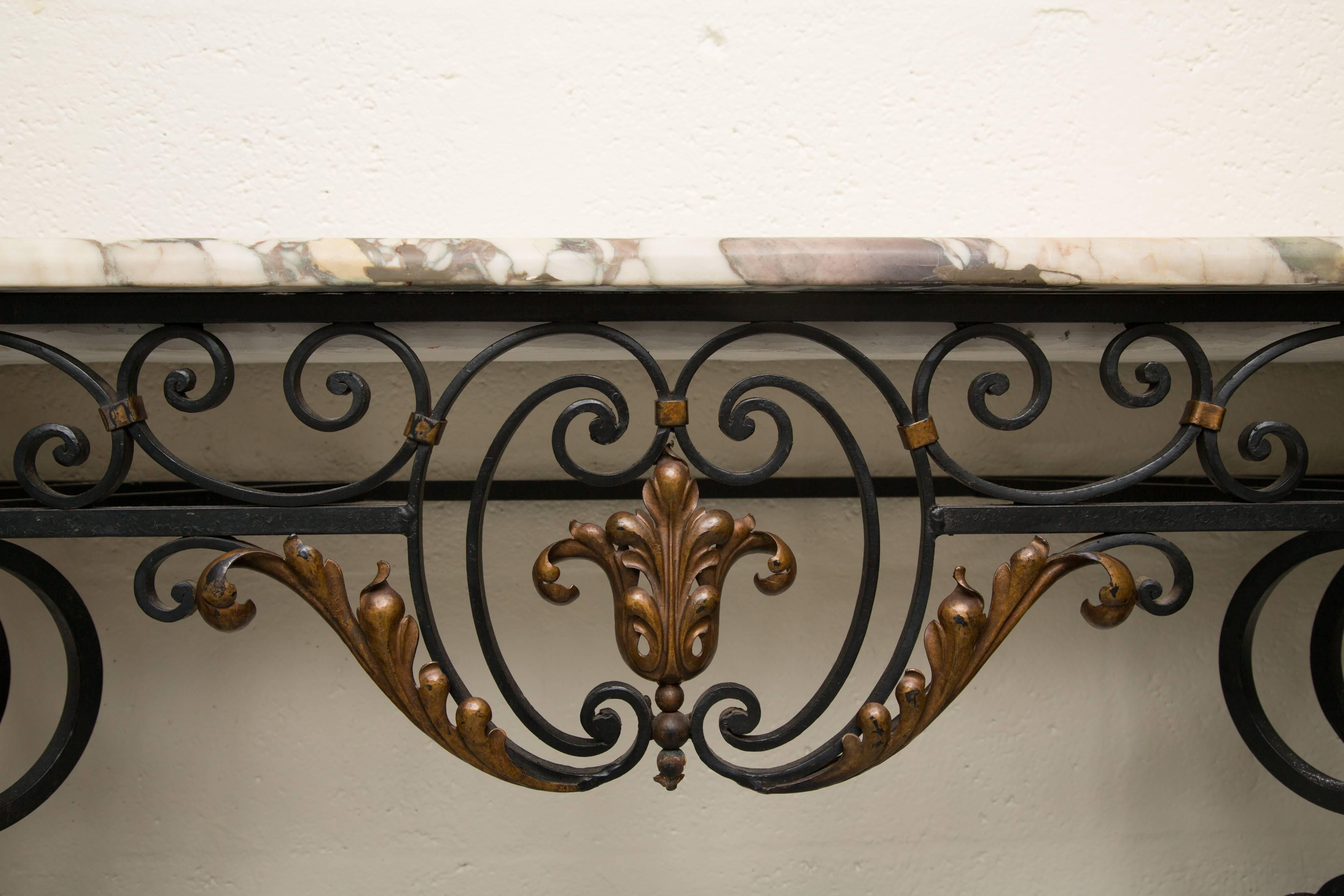Late 19th Century French Rococo Revival Iron Console with Marble Top 4