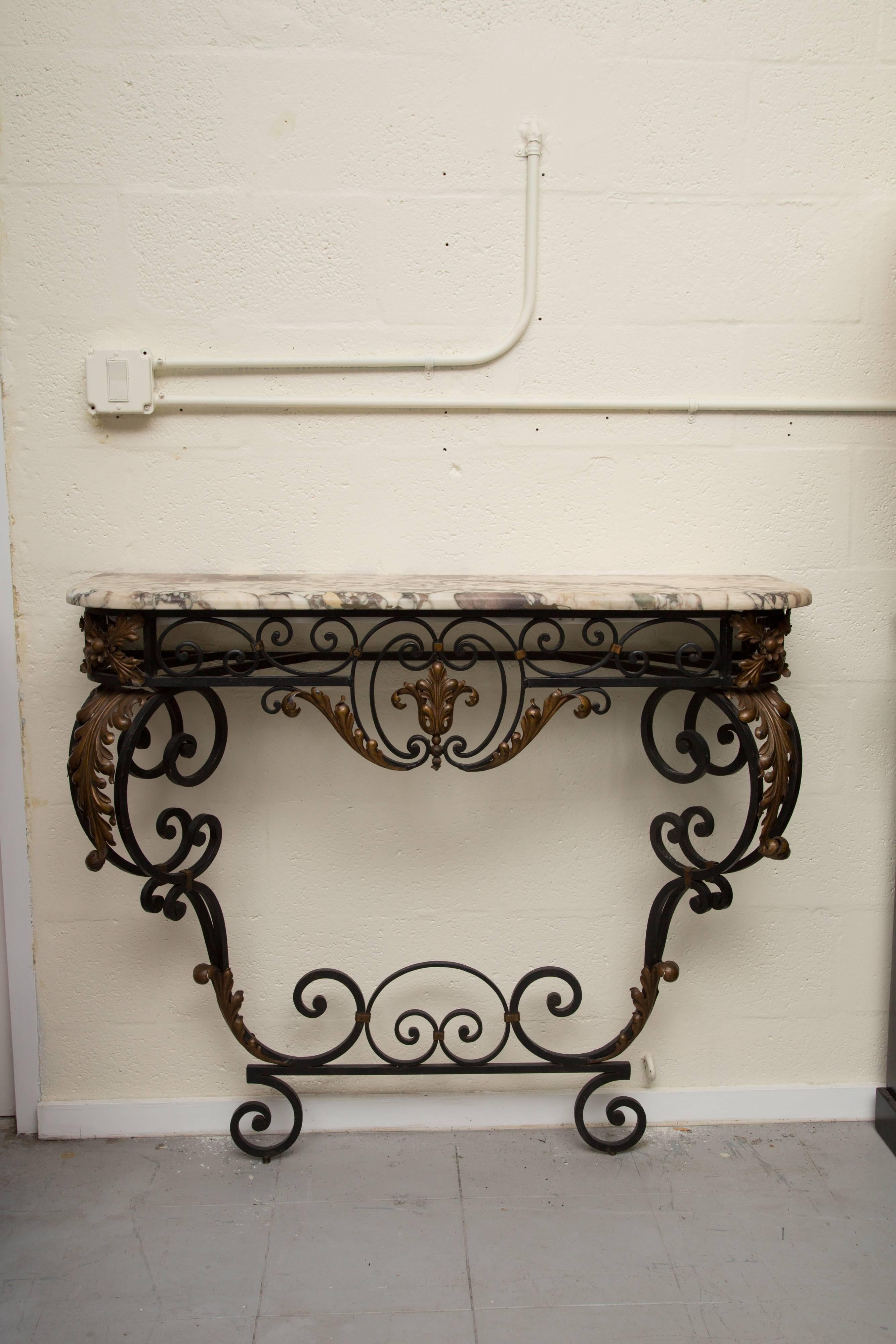 Late 19th Century French Rococo Revival Iron Console with Marble Top 5