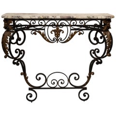 Late 19th Century French Rococo Revival Iron Console with Marble Top