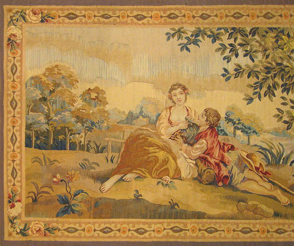 Hand-Woven Late 19th Century French Romantic Tapestry For Sale