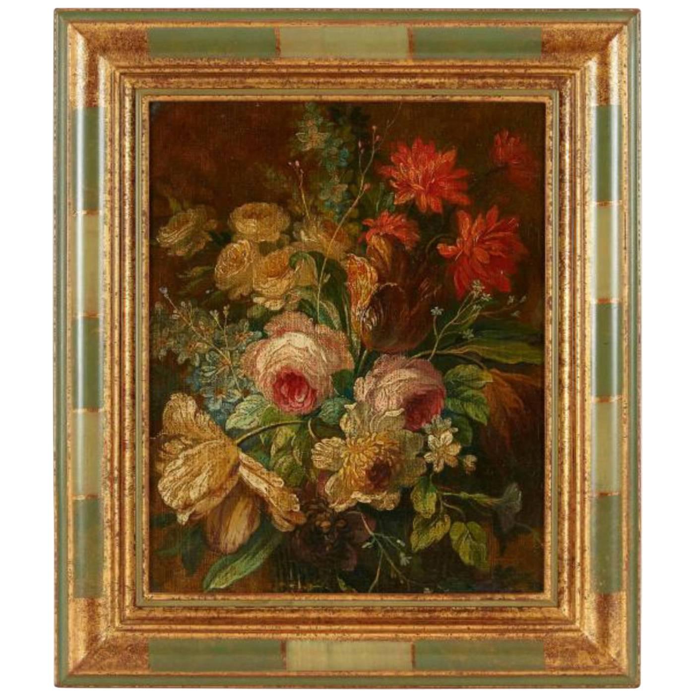 Late 19th Century French School Painting of Flowers, Oil on Canvas