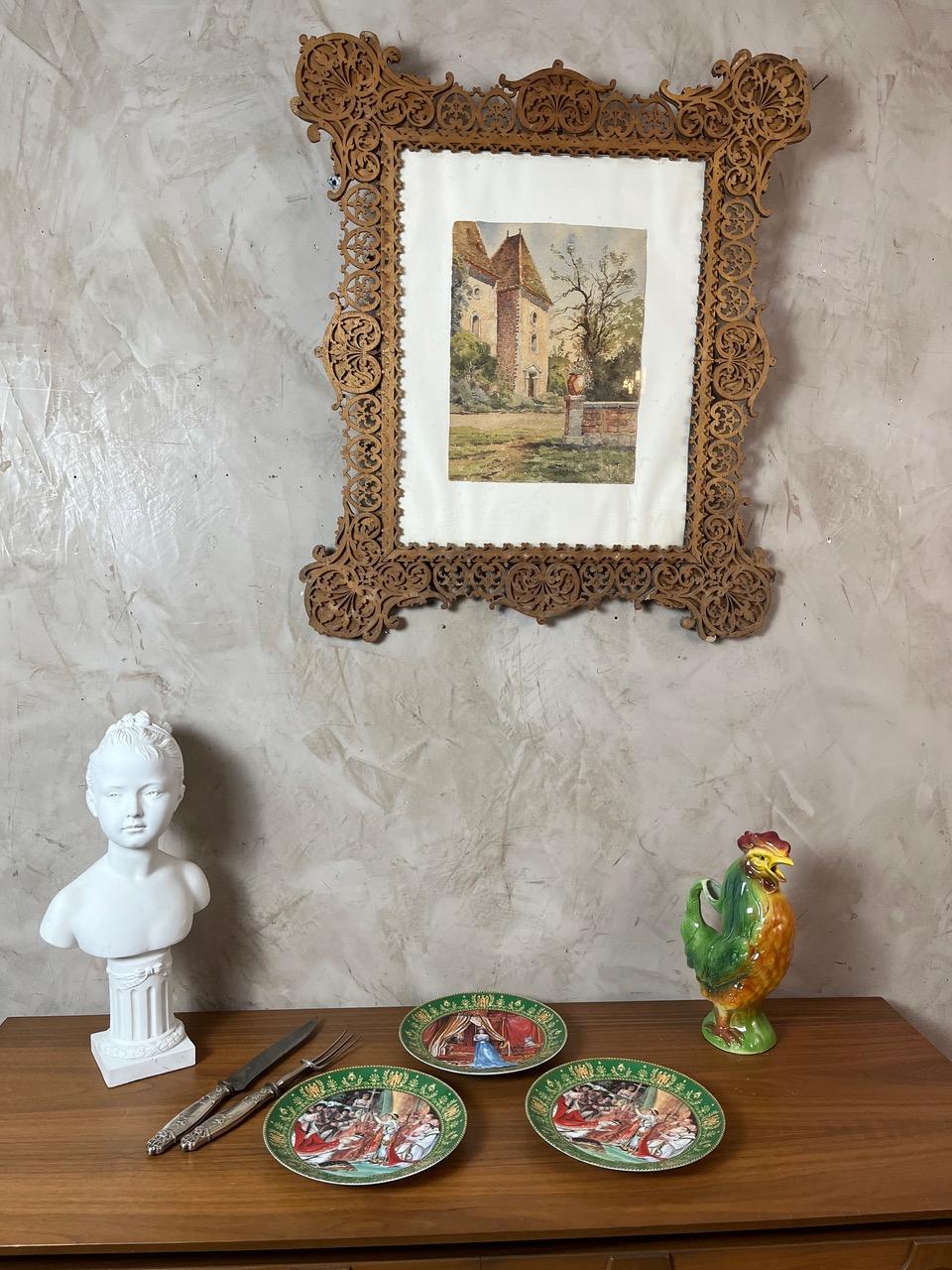 Late 19th century French Set of 3 Limoges Porcelain Napoleon Theme Plates, 1890s For Sale 8