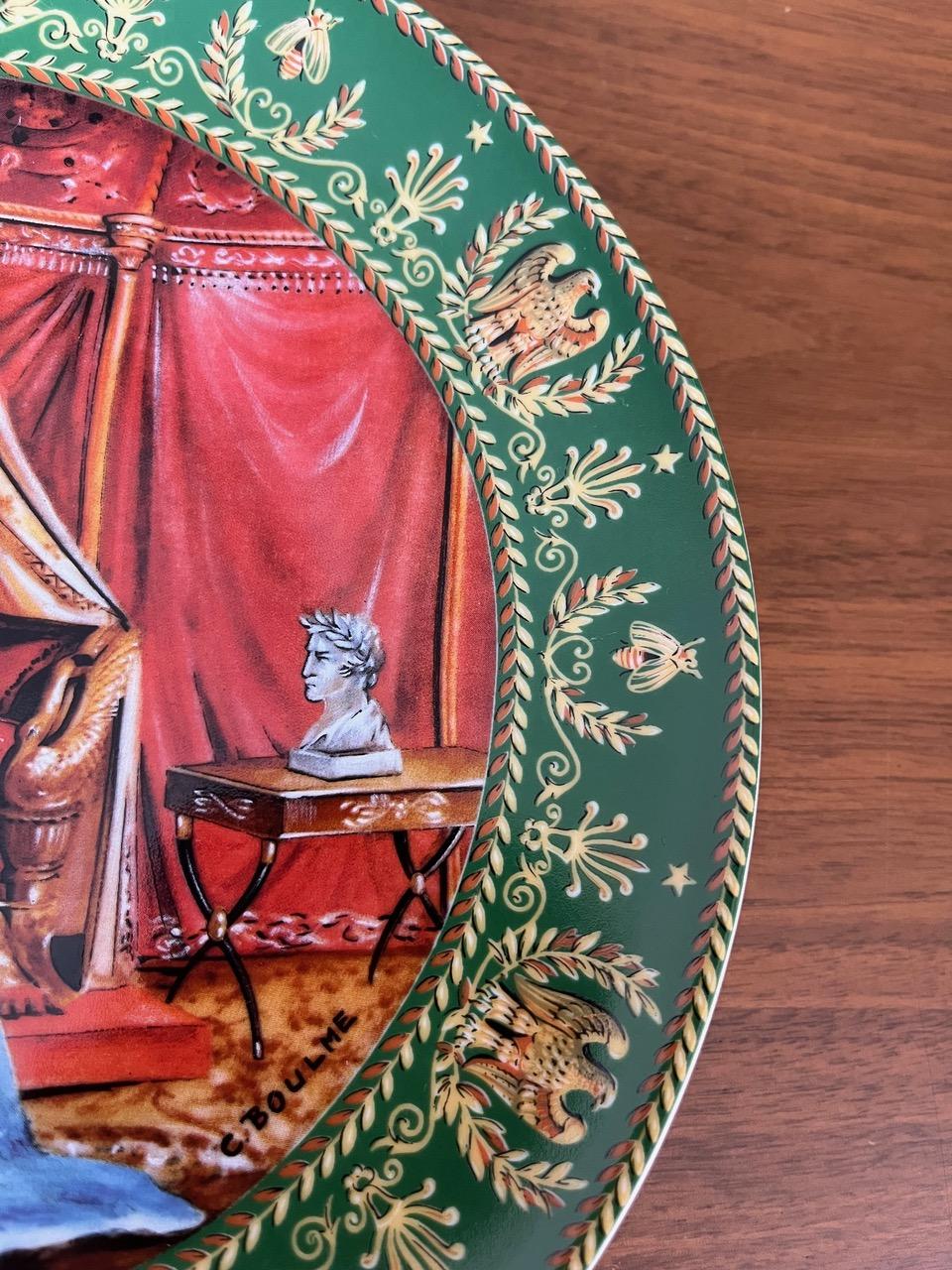 19th Century Late 19th century French Set of 3 Limoges Porcelain Napoleon Theme Plates, 1890s For Sale