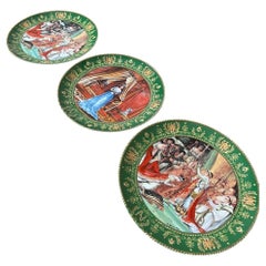 Late 19th century French Set of 3 Limoges Porcelain Napoleon Theme Plates, 1890s