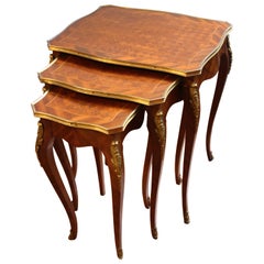 Antique Late 19th Century French Set of 3 Nesting Tables