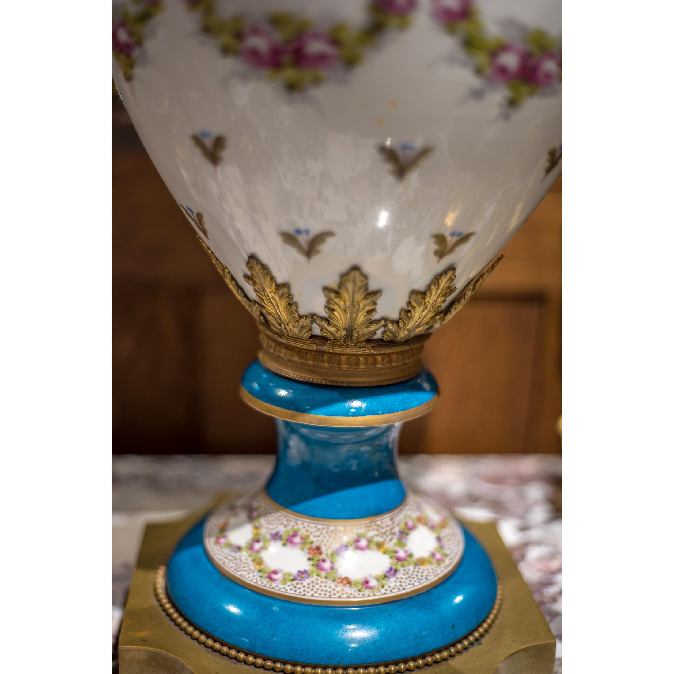 Late 19th Century French Sèvres-Style Ormolu-Mounted Porcelain Vase In Good Condition For Sale In New York, NY