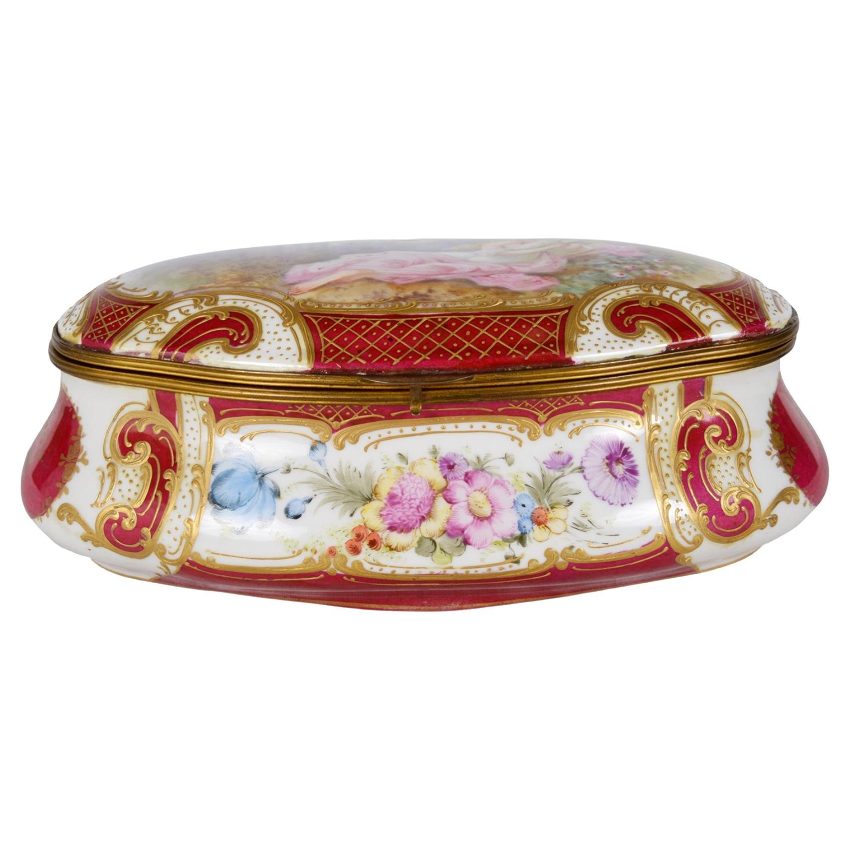 Late 19th Century French Sevres Style Porcelain Casket
