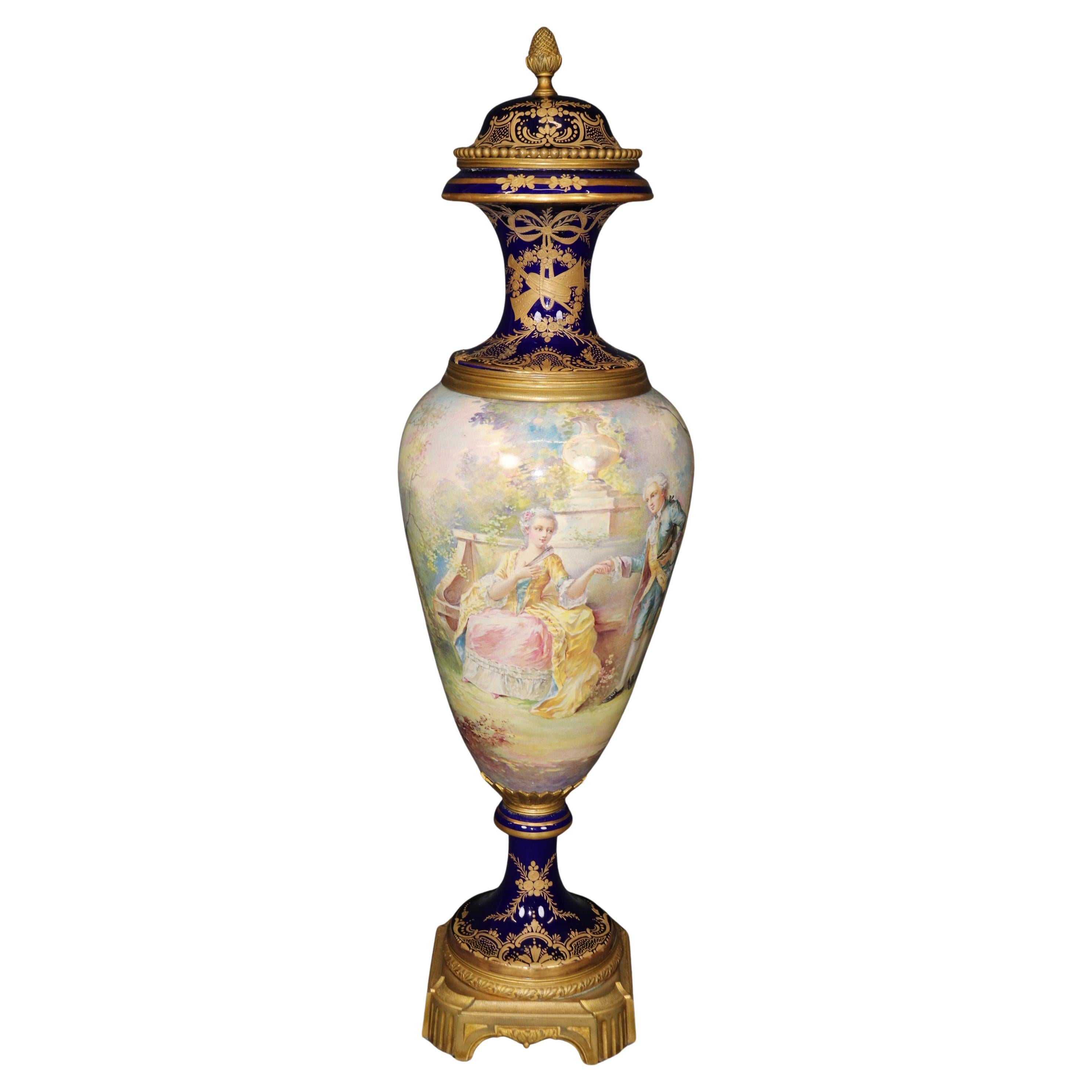 Late 19th Century French Signed Sevres Bronze Ormolu Figural Urn