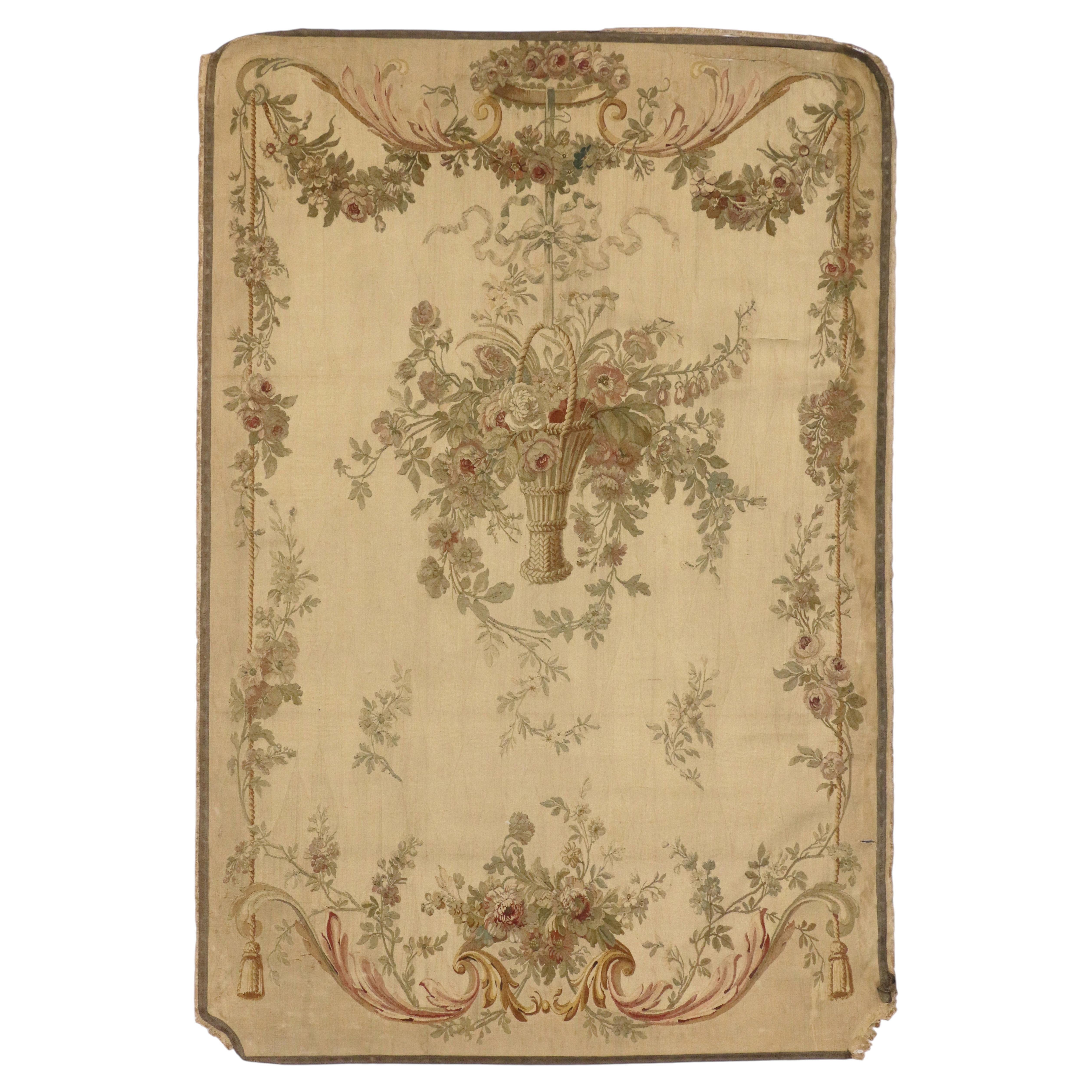 Late 19th Century French Silk Aubusson Tapestry Masterpiece of Rococo Elegance