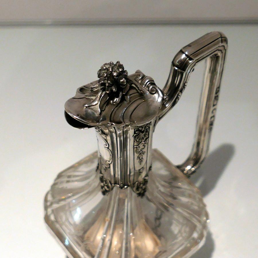 Late 19th Century French Silver & Crystal Claret Jug Paris circa 1895 E Tetard For Sale 5