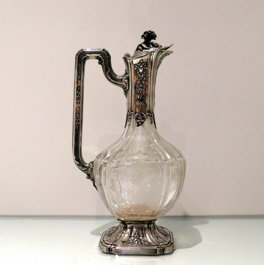 Late 19th Century French Silver & Crystal Claret Jug Paris circa 1895 E Tetard In Good Condition For Sale In 53-64 Chancery Lane, London