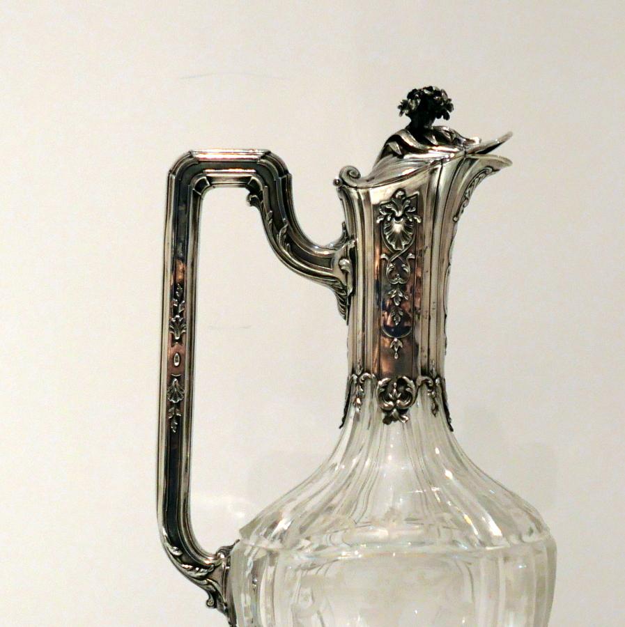 Late 19th Century French Silver & Crystal Claret Jug Paris circa 1895 E Tetard For Sale 2