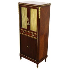 Used Late 19th Century French Slender Mahogany Marble Topped Cabinet
