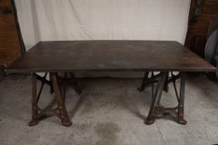 Late 19th Century French Steel Large Industrial Table