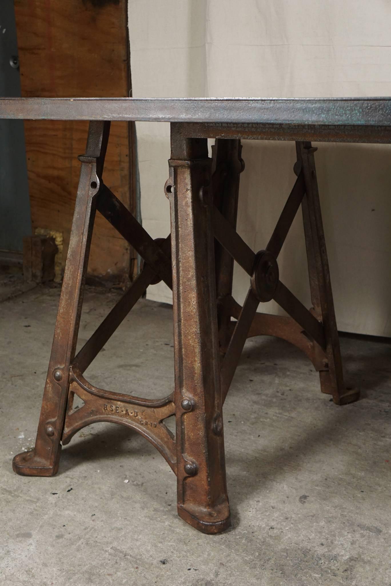 Late 19th Century French Steel Large Industrial Table In Good Condition For Sale In Hudson, NY