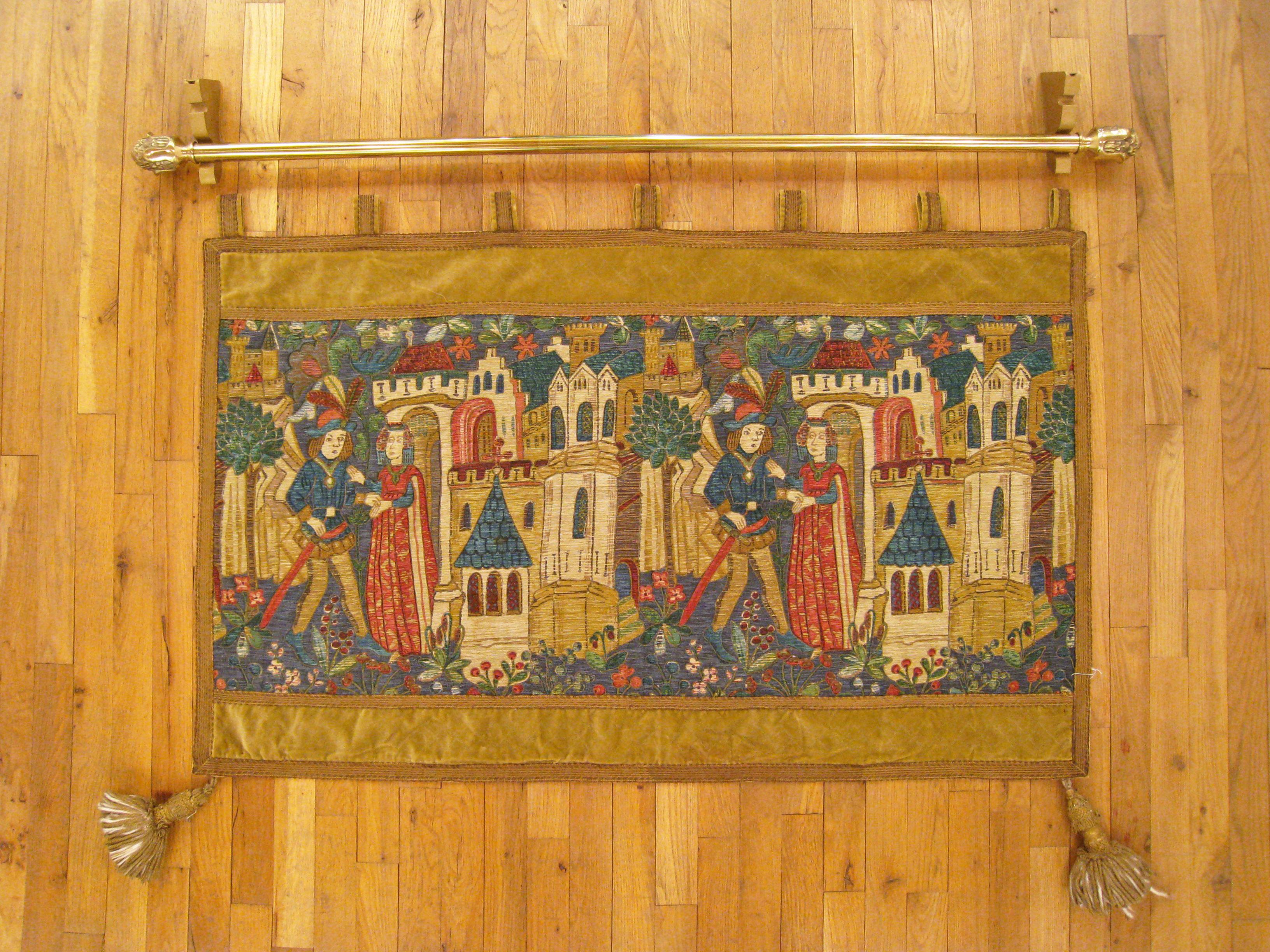 A late 19th century French Chivalric tapestry, size 2'5