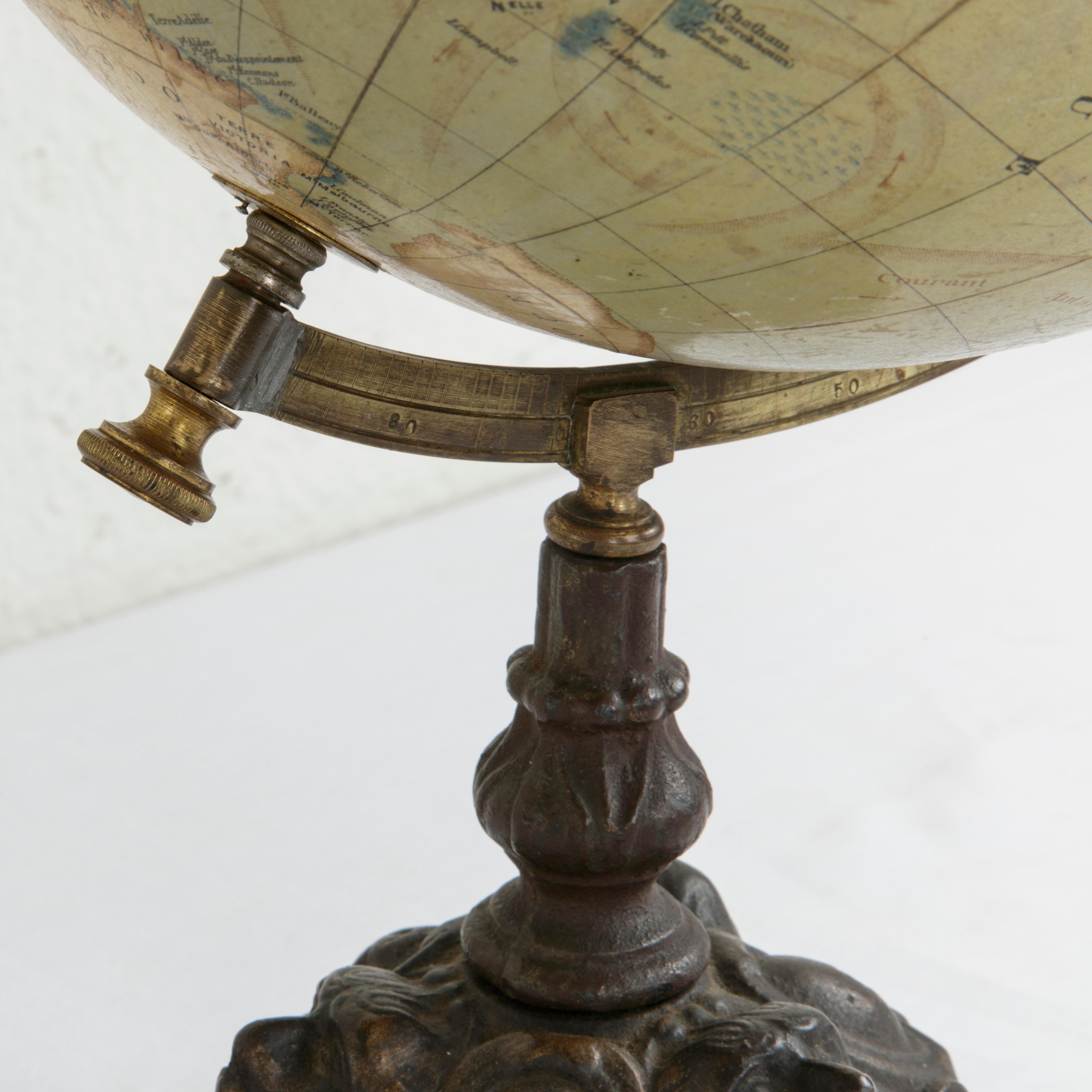Late 19th Century French Terrestrial Globe on Cast Iron Base by Jules Lebegue 5