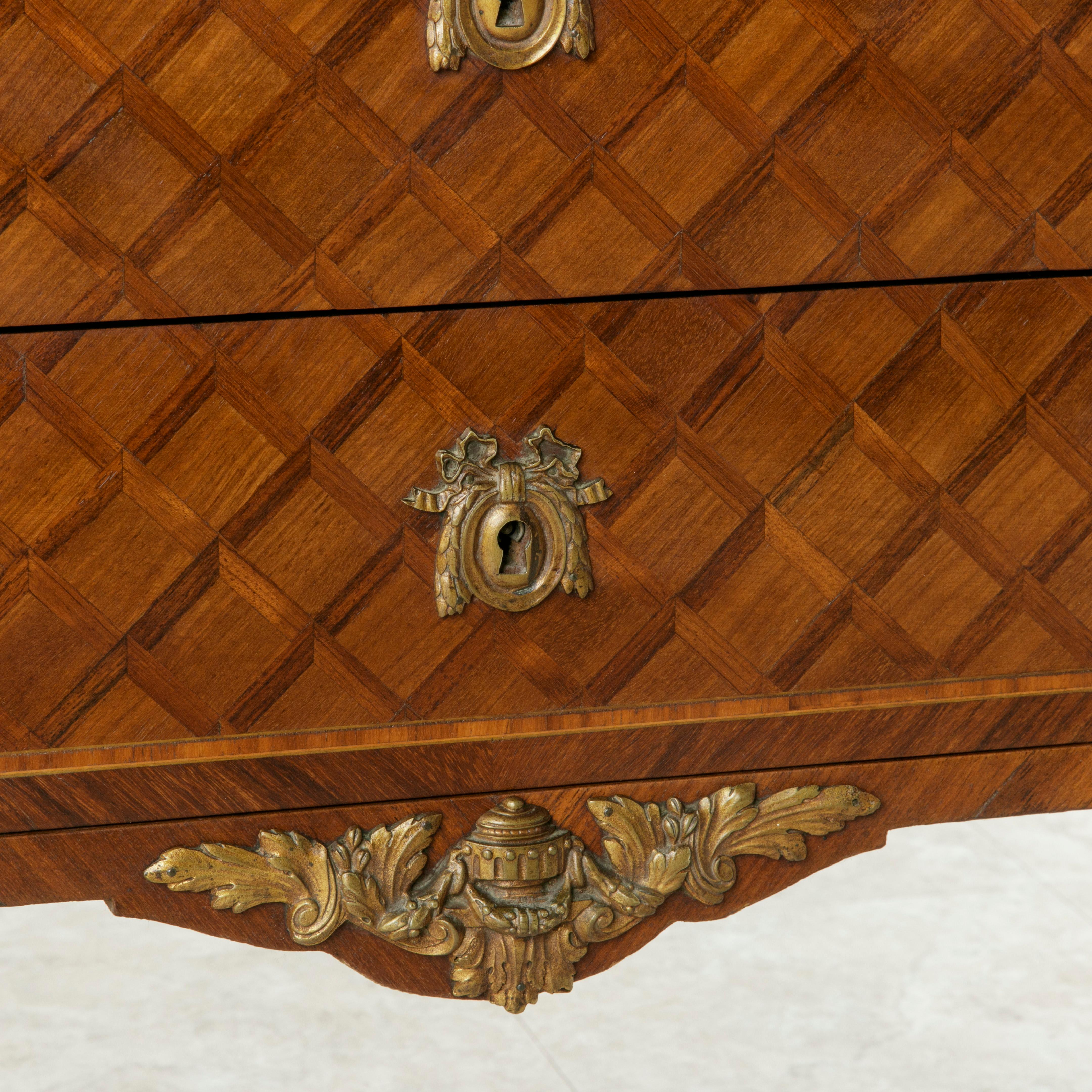 Late 19th Century French Transition Style Marquetry Commode or Chest, Marble Top 3