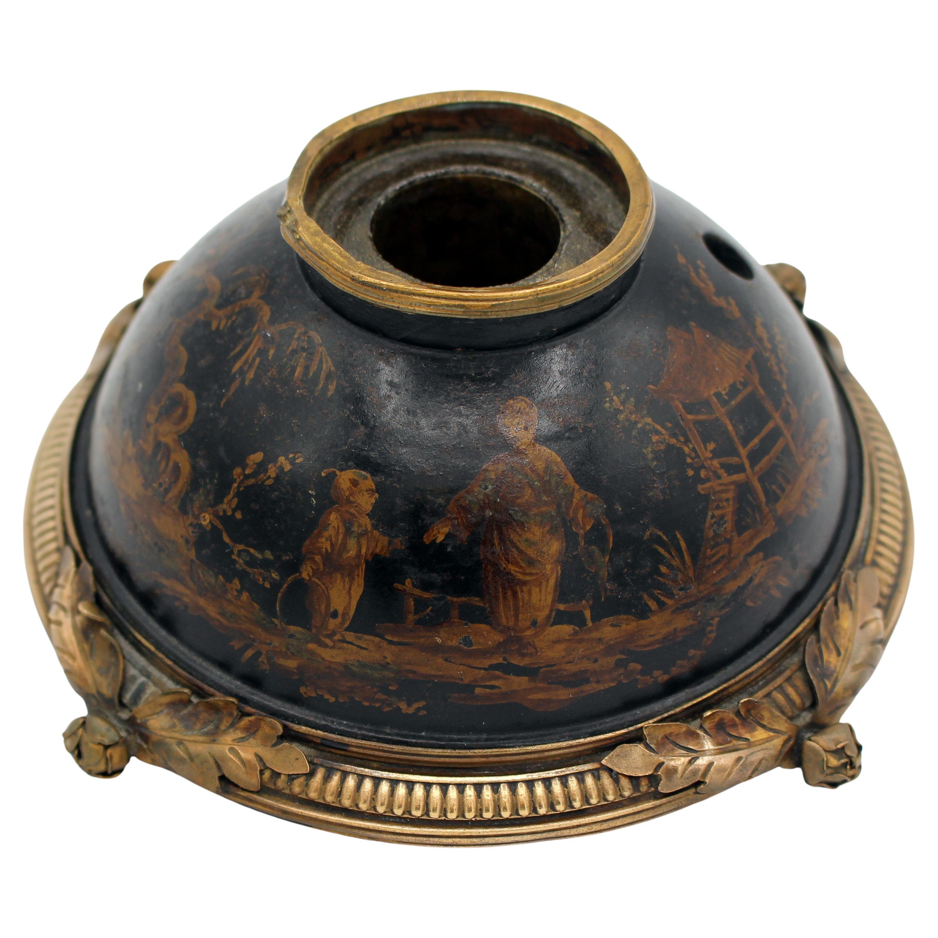 Late 19th Century French Treen Inkwell with Pen Holder