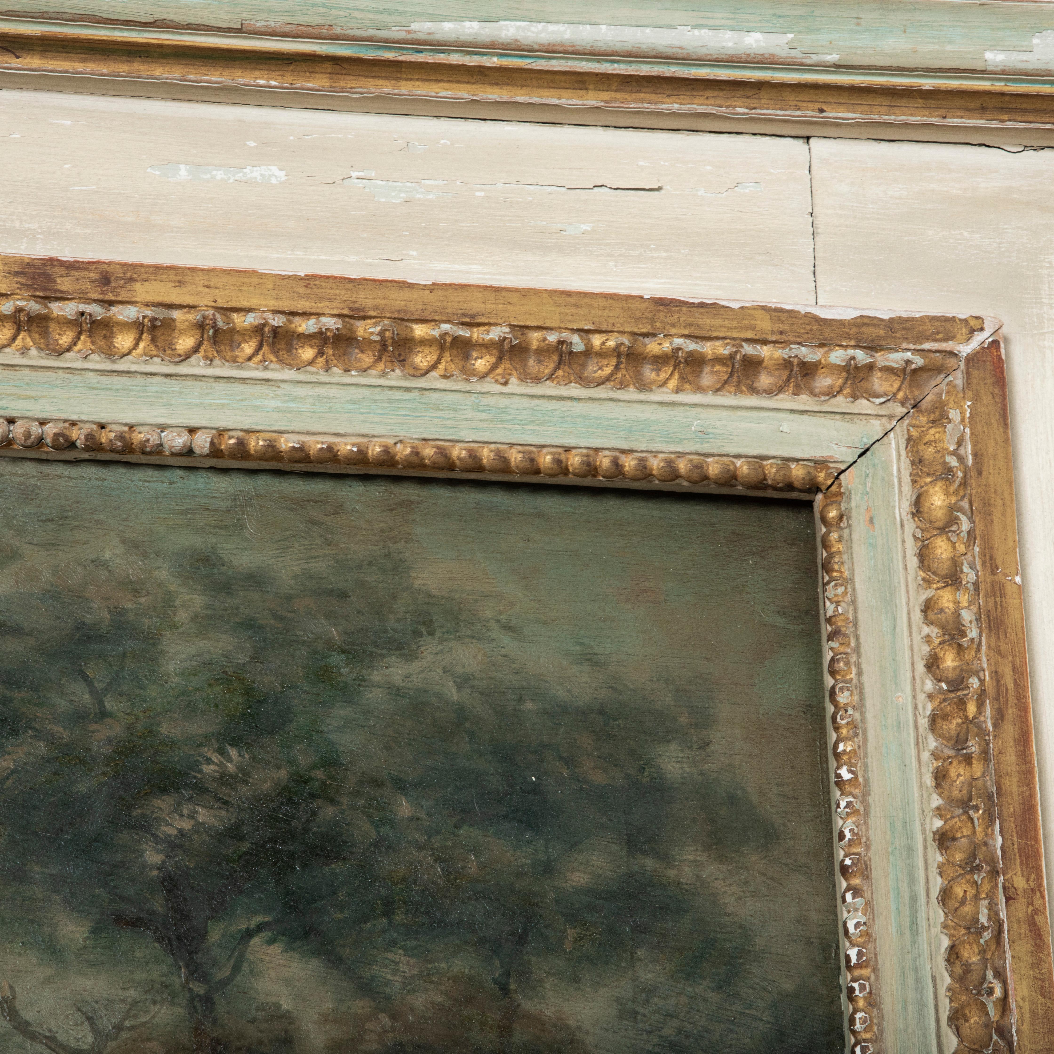 Late 19th Century French Trumeau Mirror with Pastoral Scene Oil Painting For Sale 6