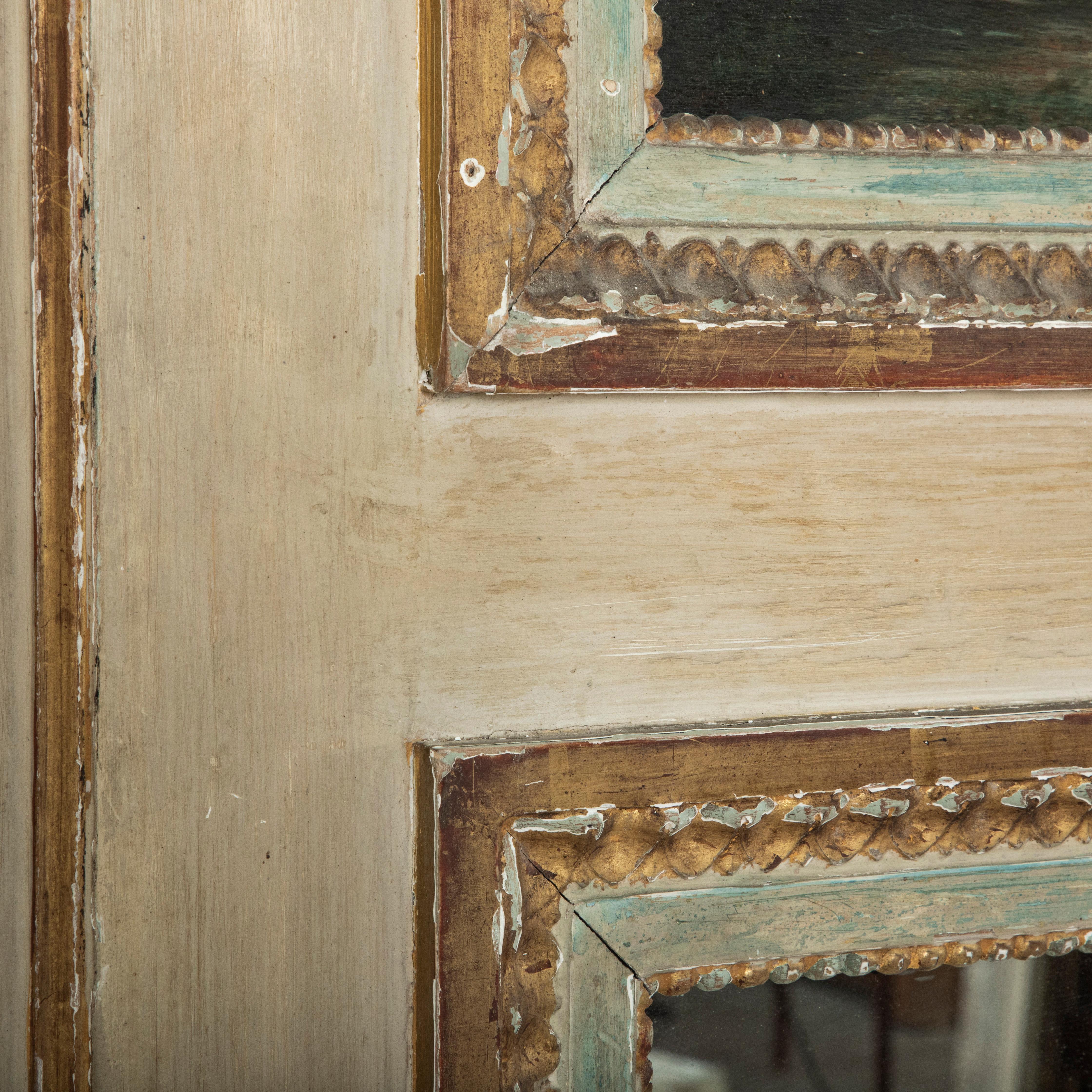 Late 19th Century French Trumeau Mirror with Pastoral Scene Oil Painting For Sale 11