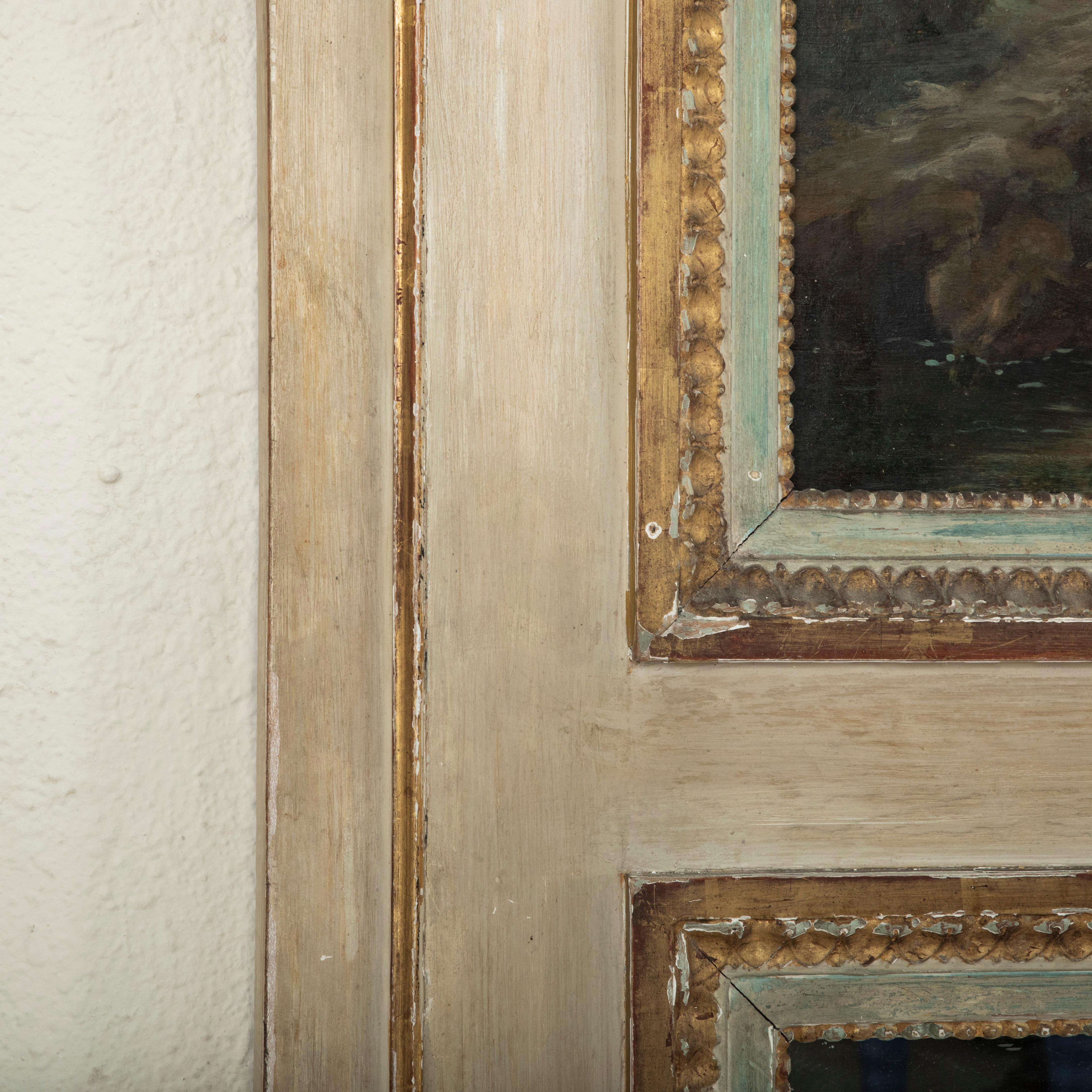 Late 19th Century French Trumeau Mirror with Pastoral Scene Oil Painting For Sale 1
