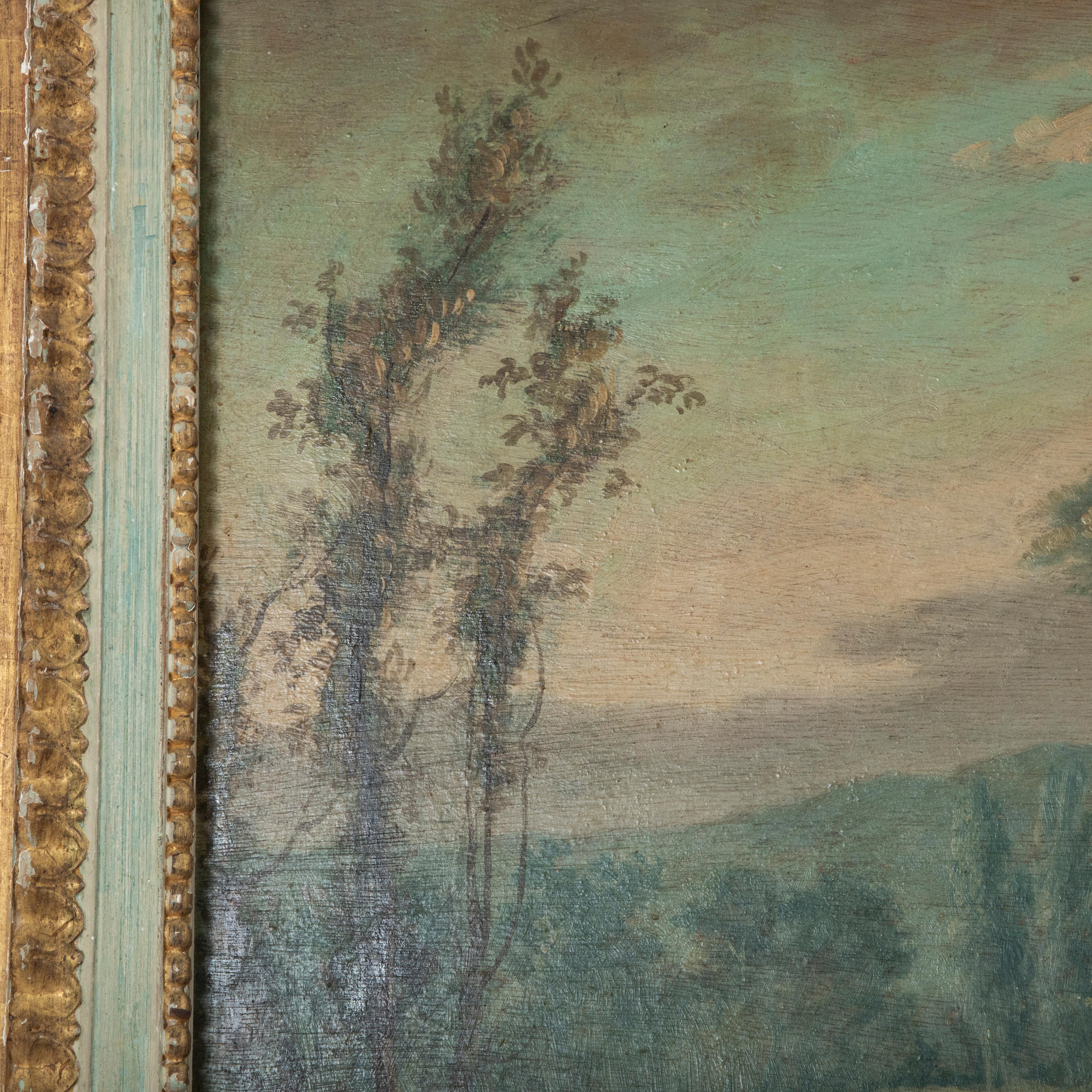 Late 19th Century French Trumeau Mirror with Pastoral Scene Oil Painting For Sale 2