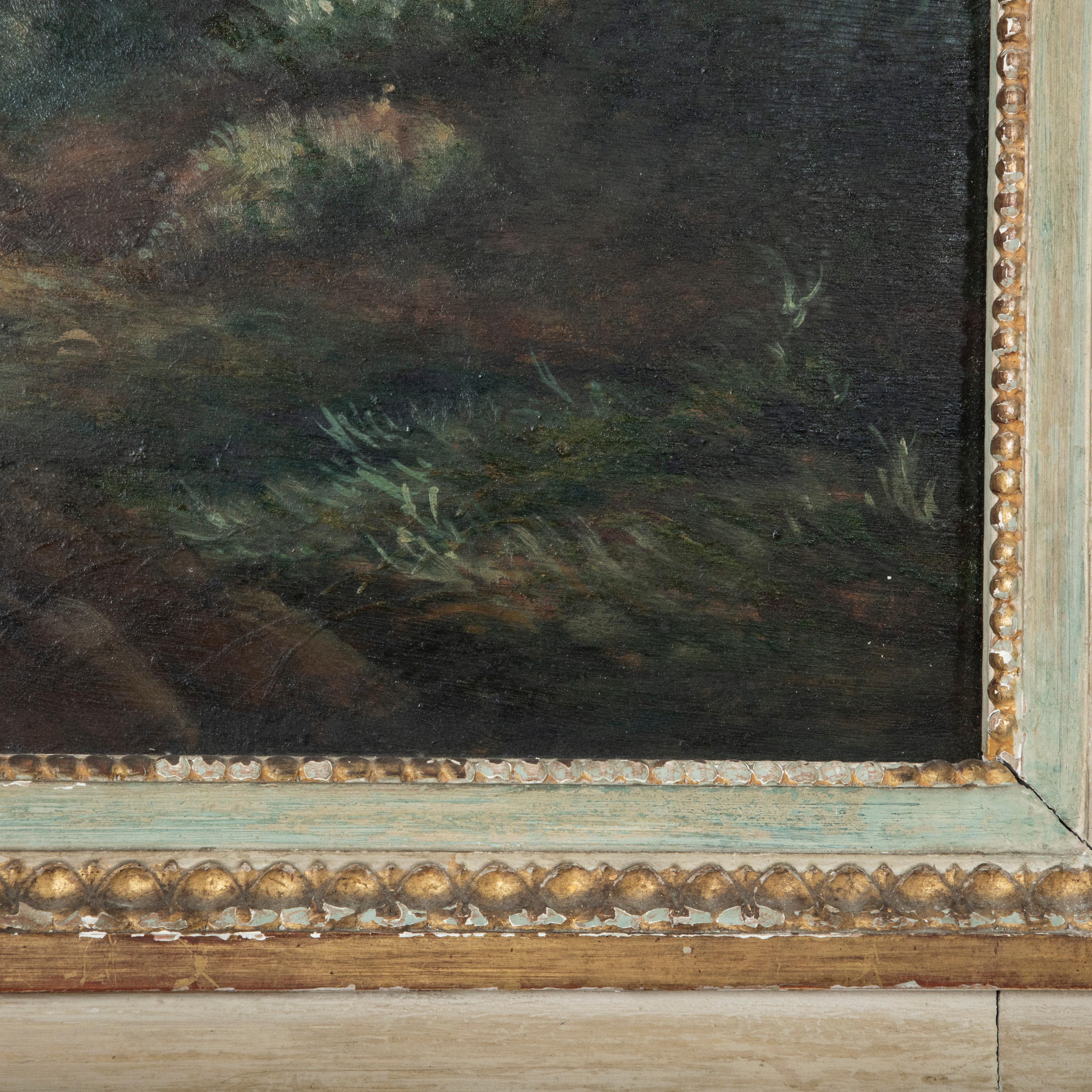 Late 19th Century French Trumeau Mirror with Pastoral Scene Oil Painting For Sale 5