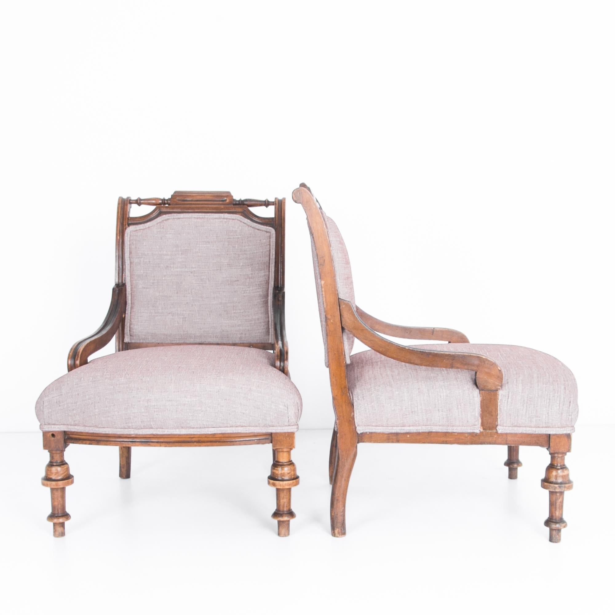 French Provincial Late 19th Century French Upholstered Armchairs, a Pair