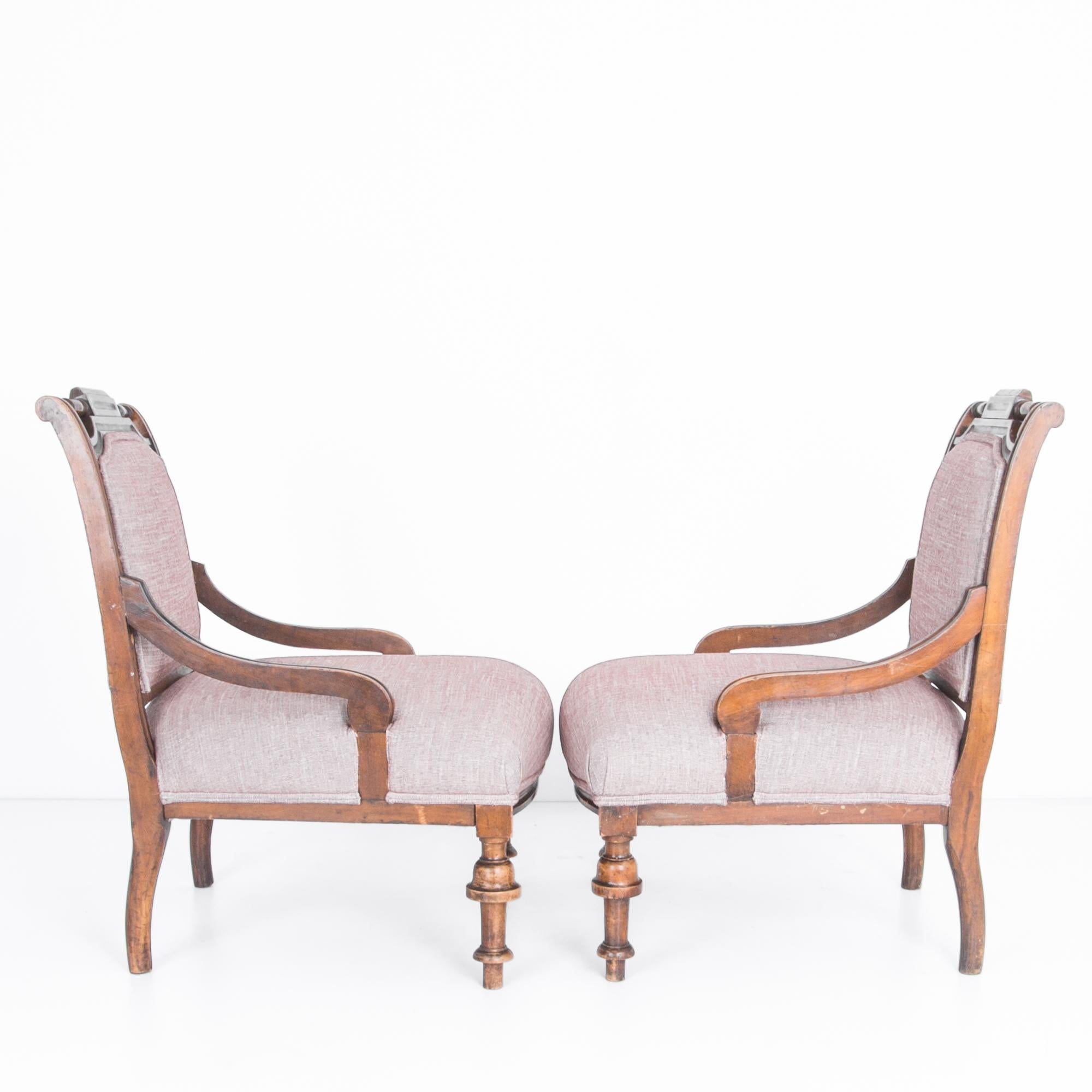 Late 19th Century French Upholstered Armchairs, a Pair 1
