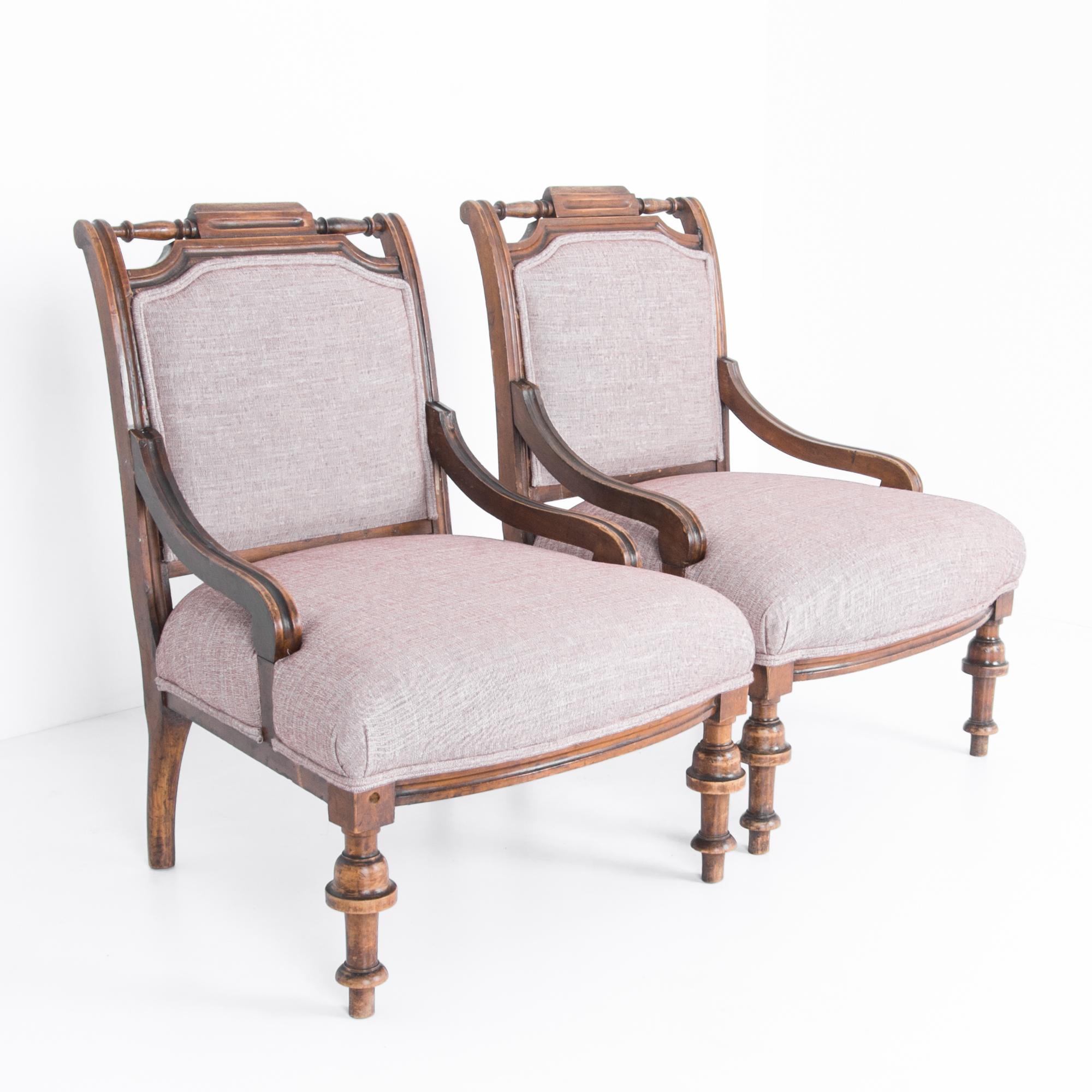 Late 19th Century French Upholstered Armchairs, a Pair 2