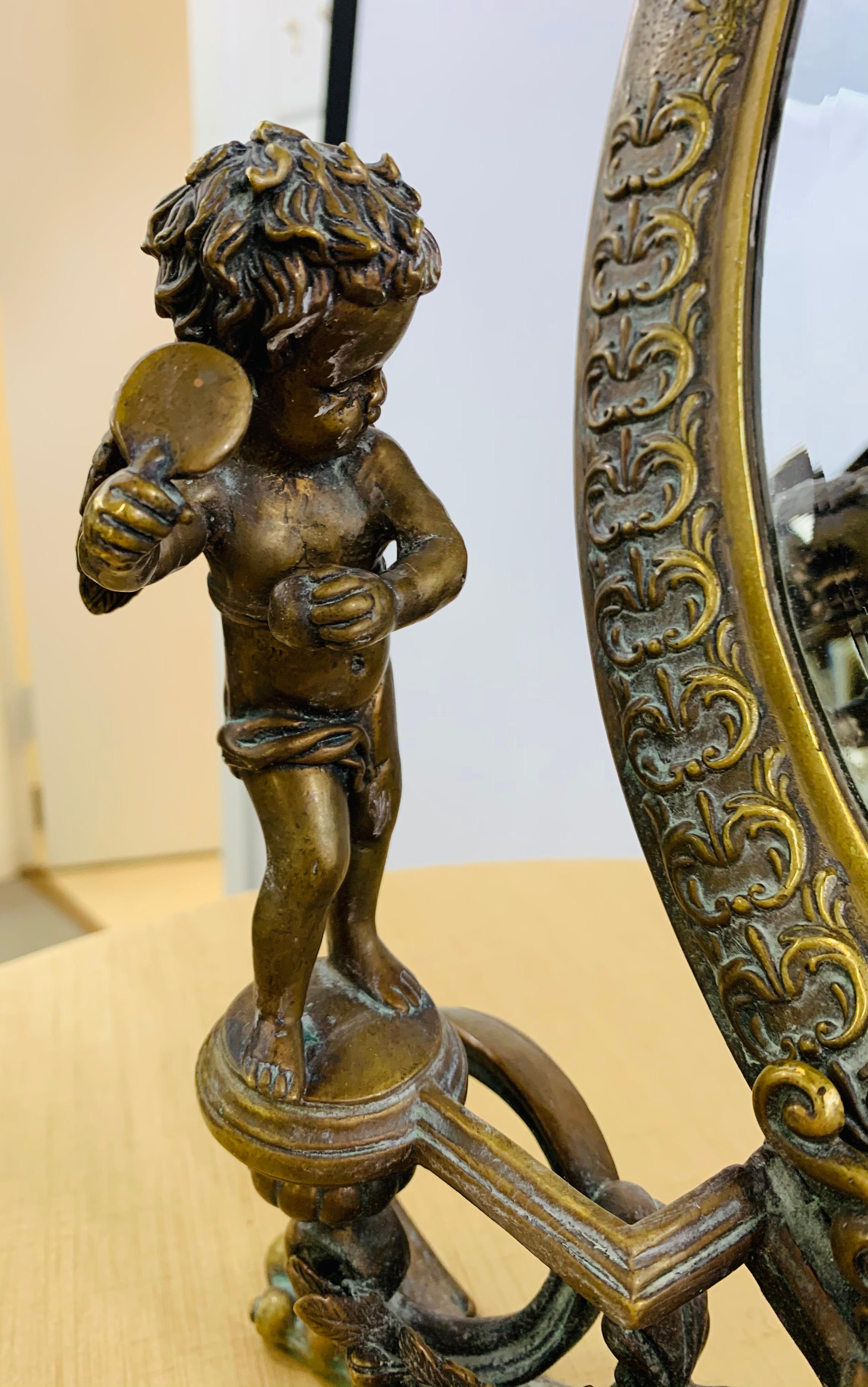 Miroir de coiffeuse français de la fin du XIXe siècle en bronze en vente 2