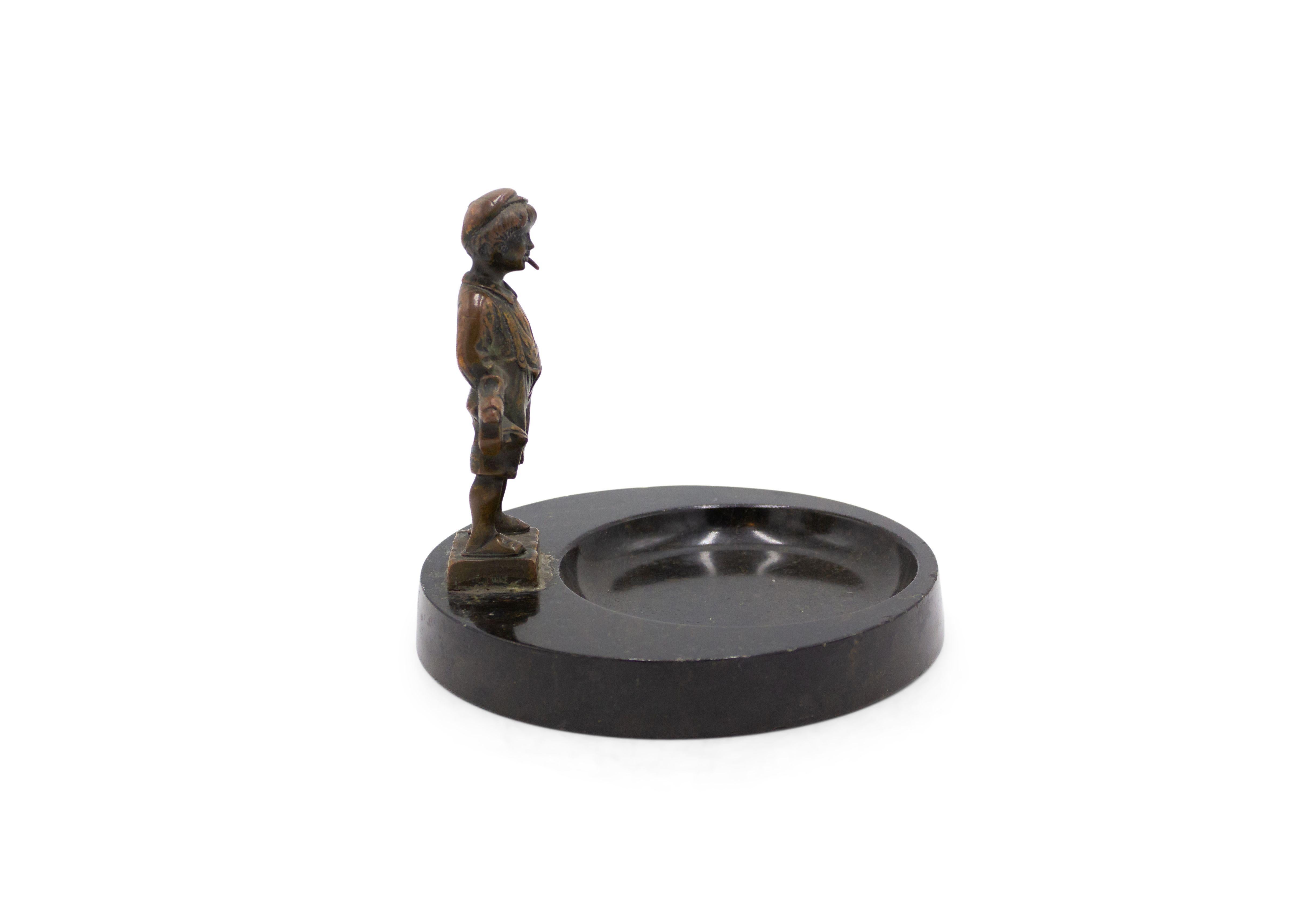Late 19th Century French Victorian Marble Ashtray with Figure 1