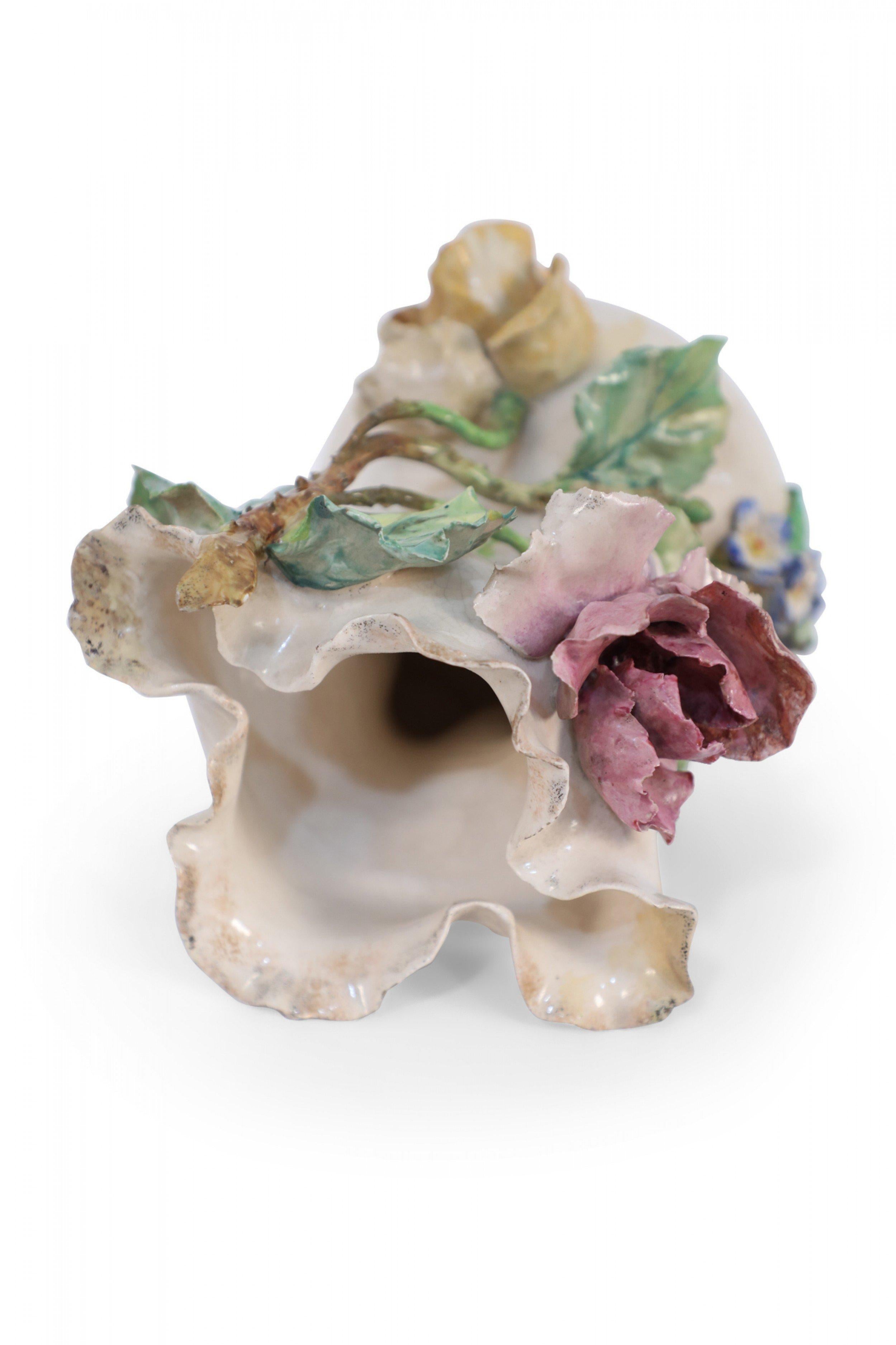Late 19th Century French Victorian Porcelain Sculptural Rose Vase For Sale 10