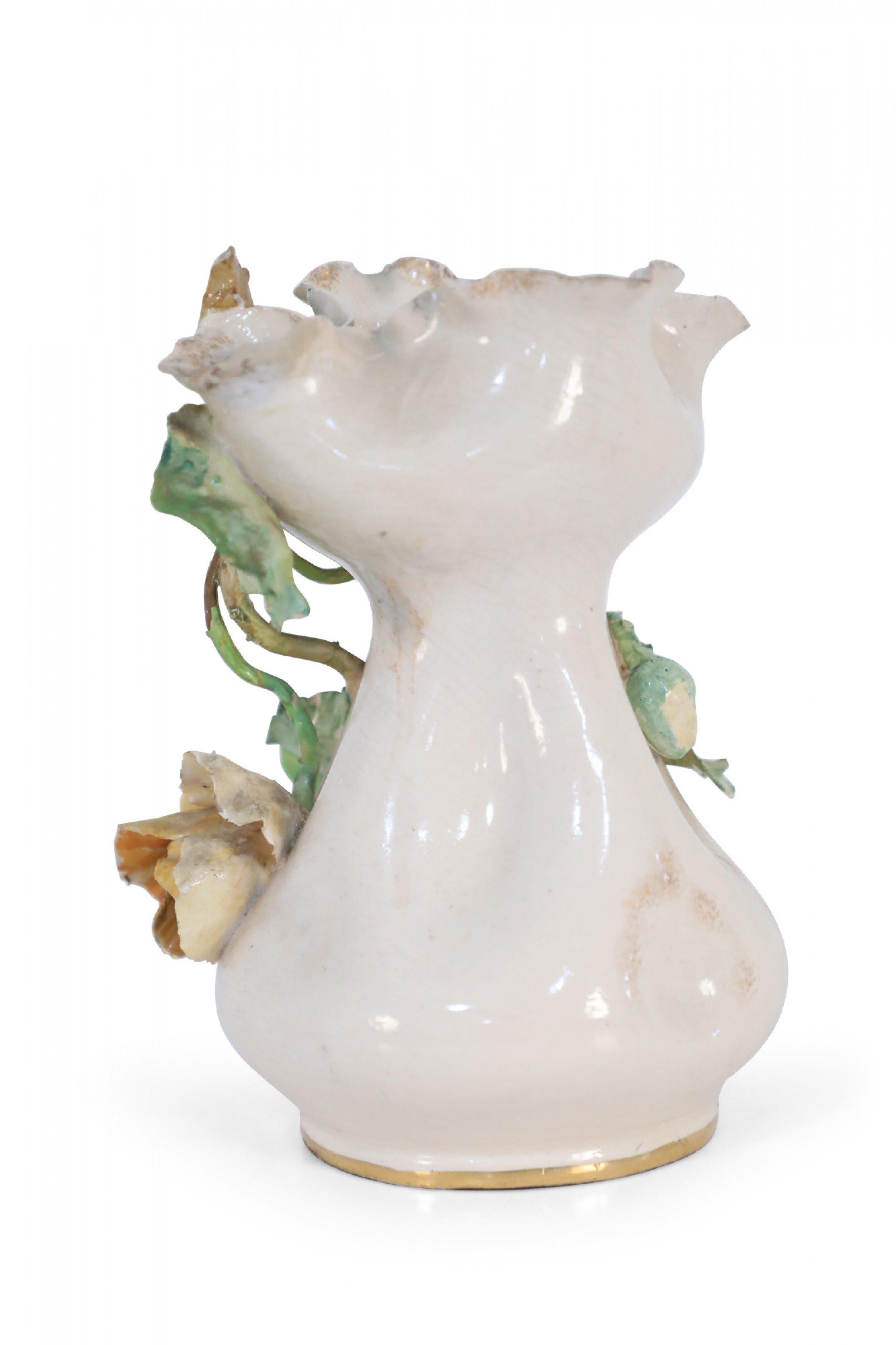 Late 19th Century French Victorian Porcelain Sculptural Rose Vase For Sale 1