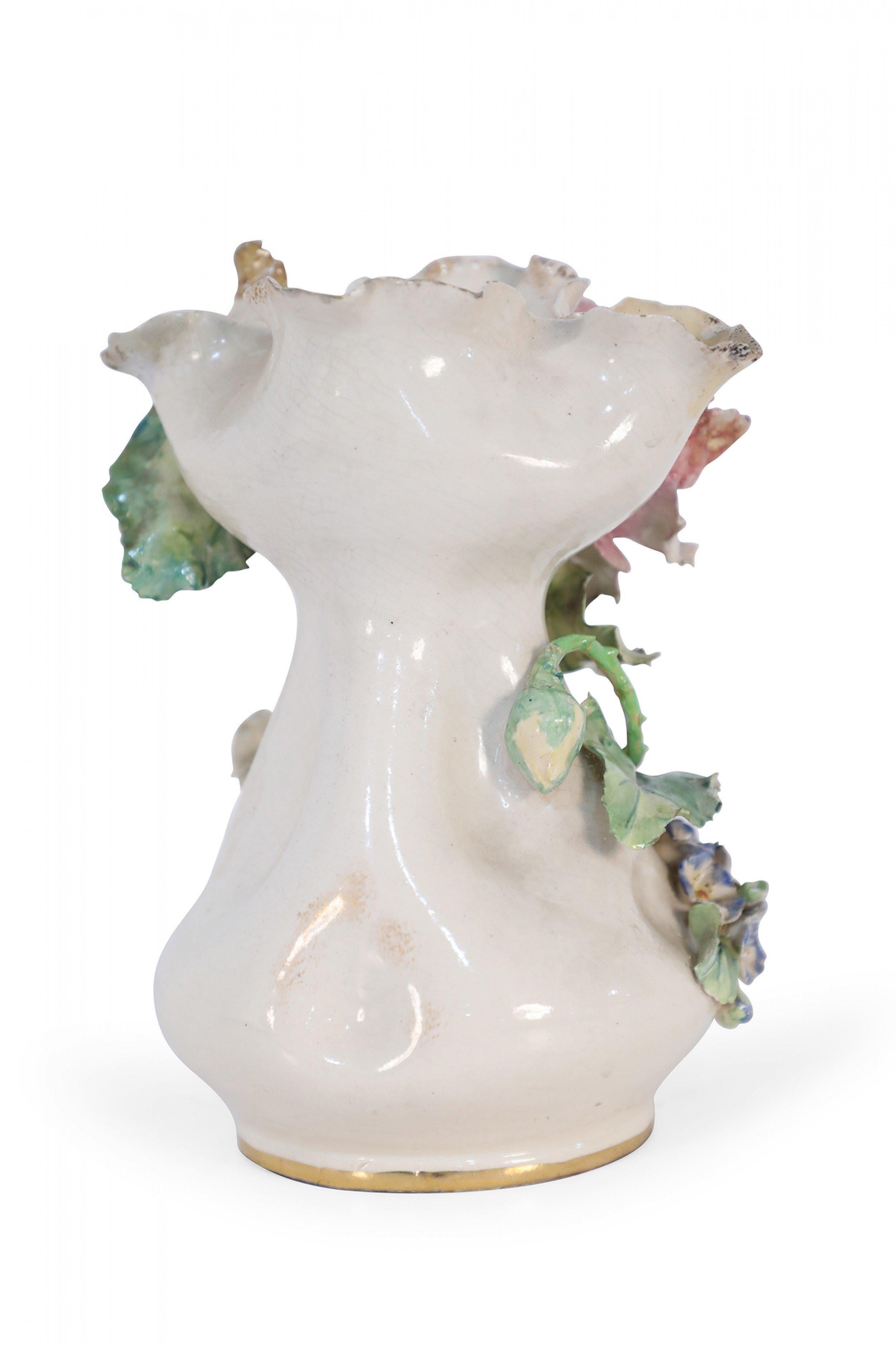 Late 19th Century French Victorian Porcelain Sculptural Rose Vase For Sale 2