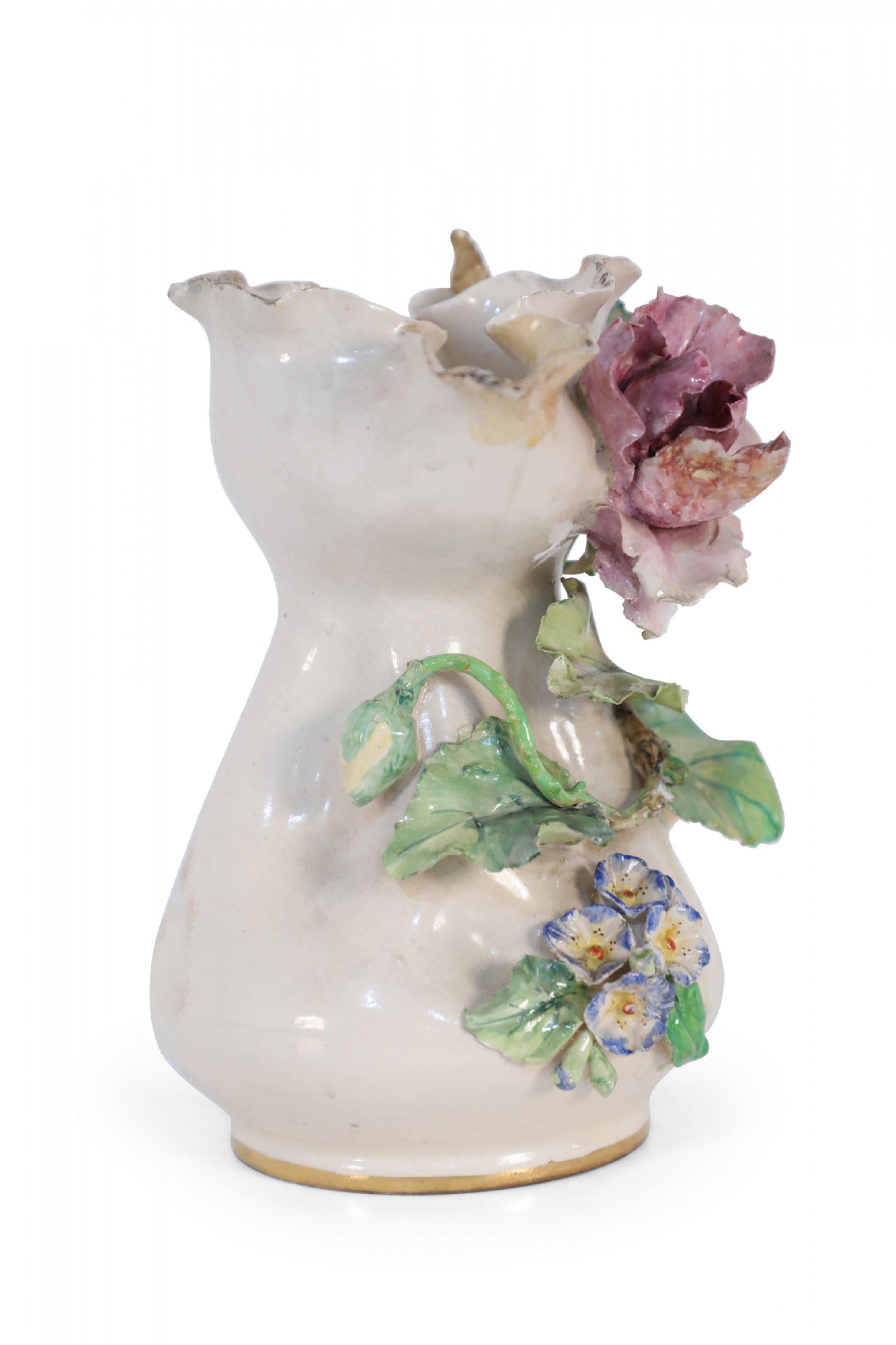 Late 19th Century French Victorian Porcelain Sculptural Rose Vase For Sale 3