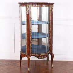 Late 19th Century French Vitrine Curved Glass Gilt Mounts