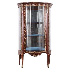 Late 19th Century French Vitrine Curved Glass Gilt Mounts