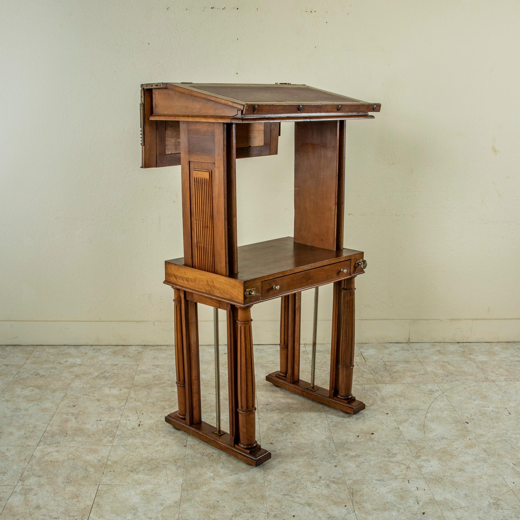 Late 19th Century French Walnut Adjustable Feret Architect's Desk, Standing Desk 7
